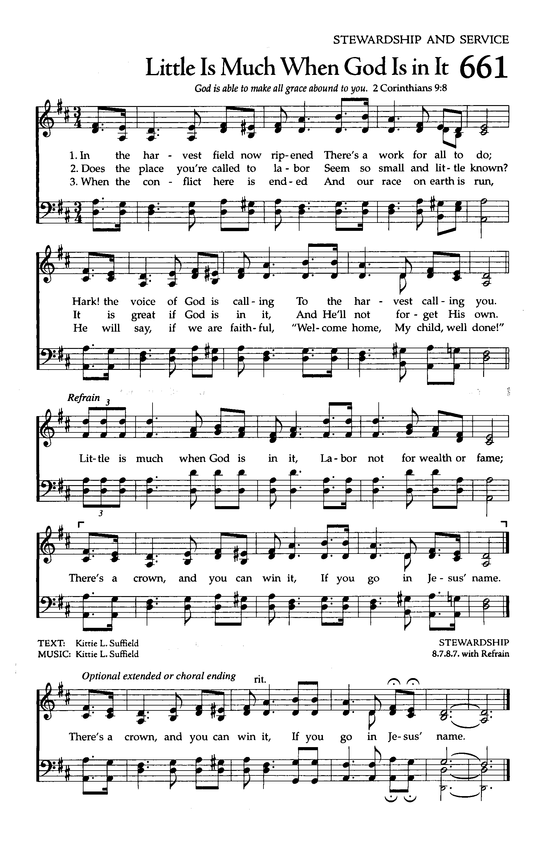 Hymn Sheet for Little Is Much When God Is in It