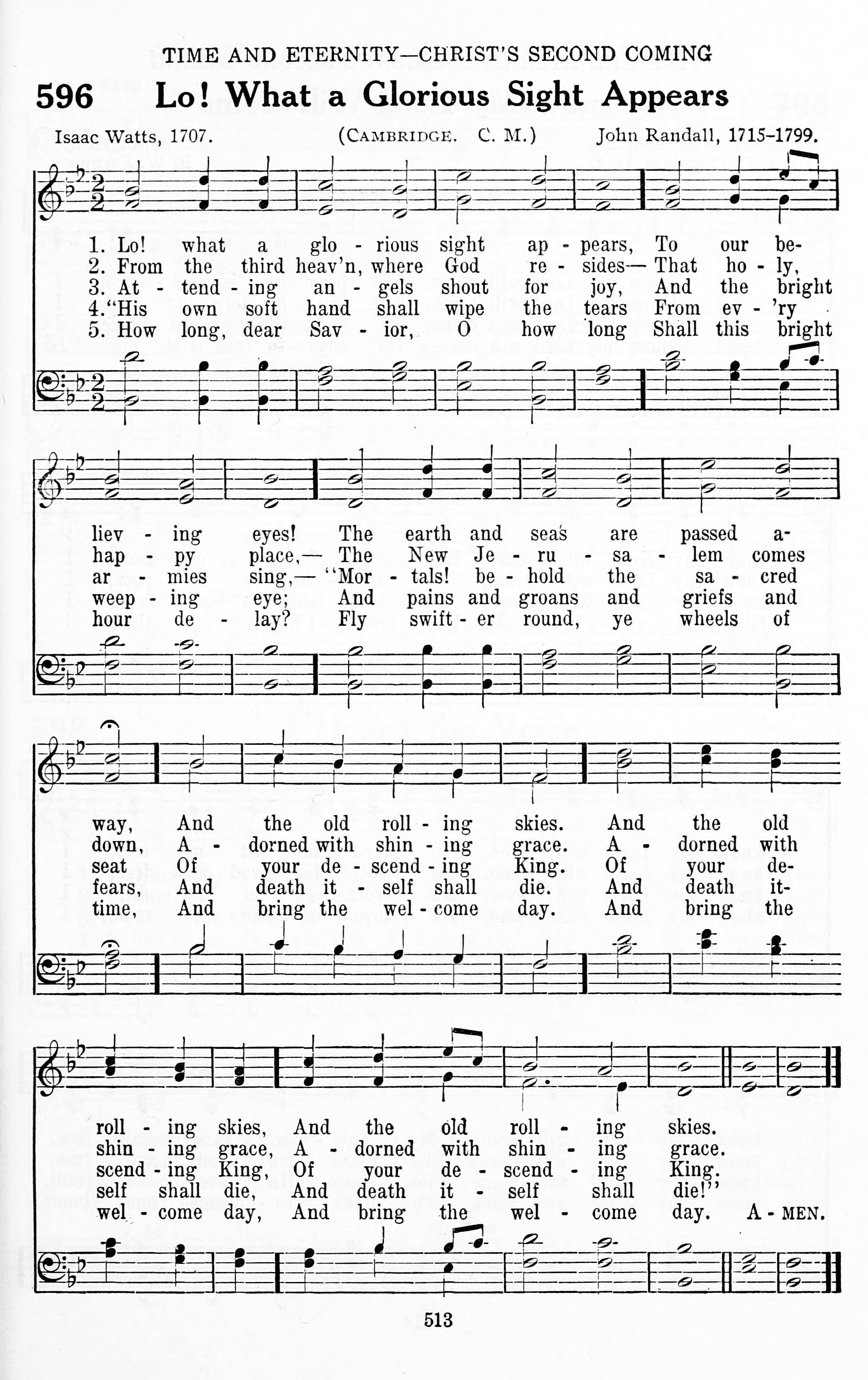 Hymn Sheet for Lo, What a Glorious Sight Appears