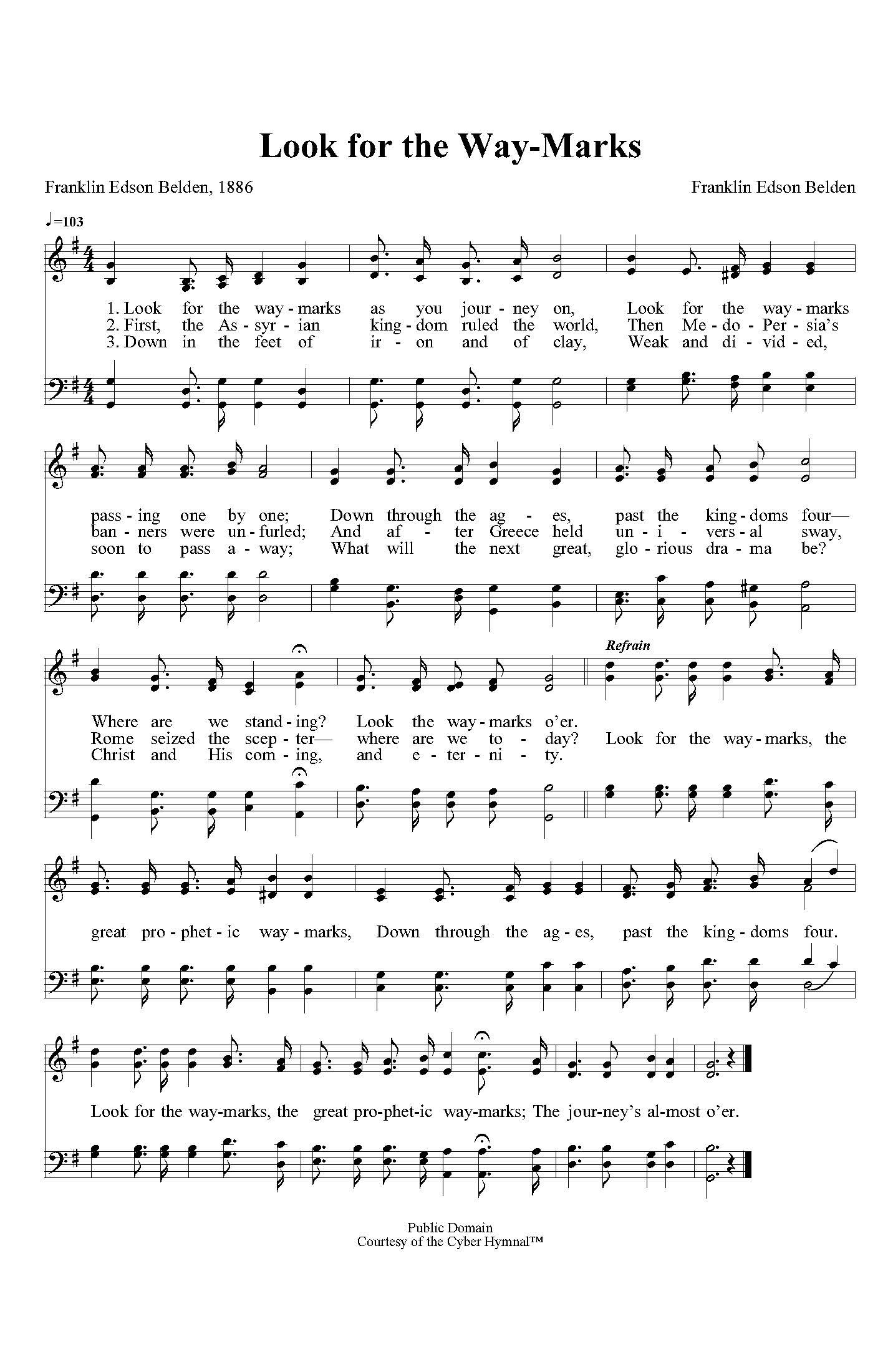 Hymn Sheet for Look for the Waymarks