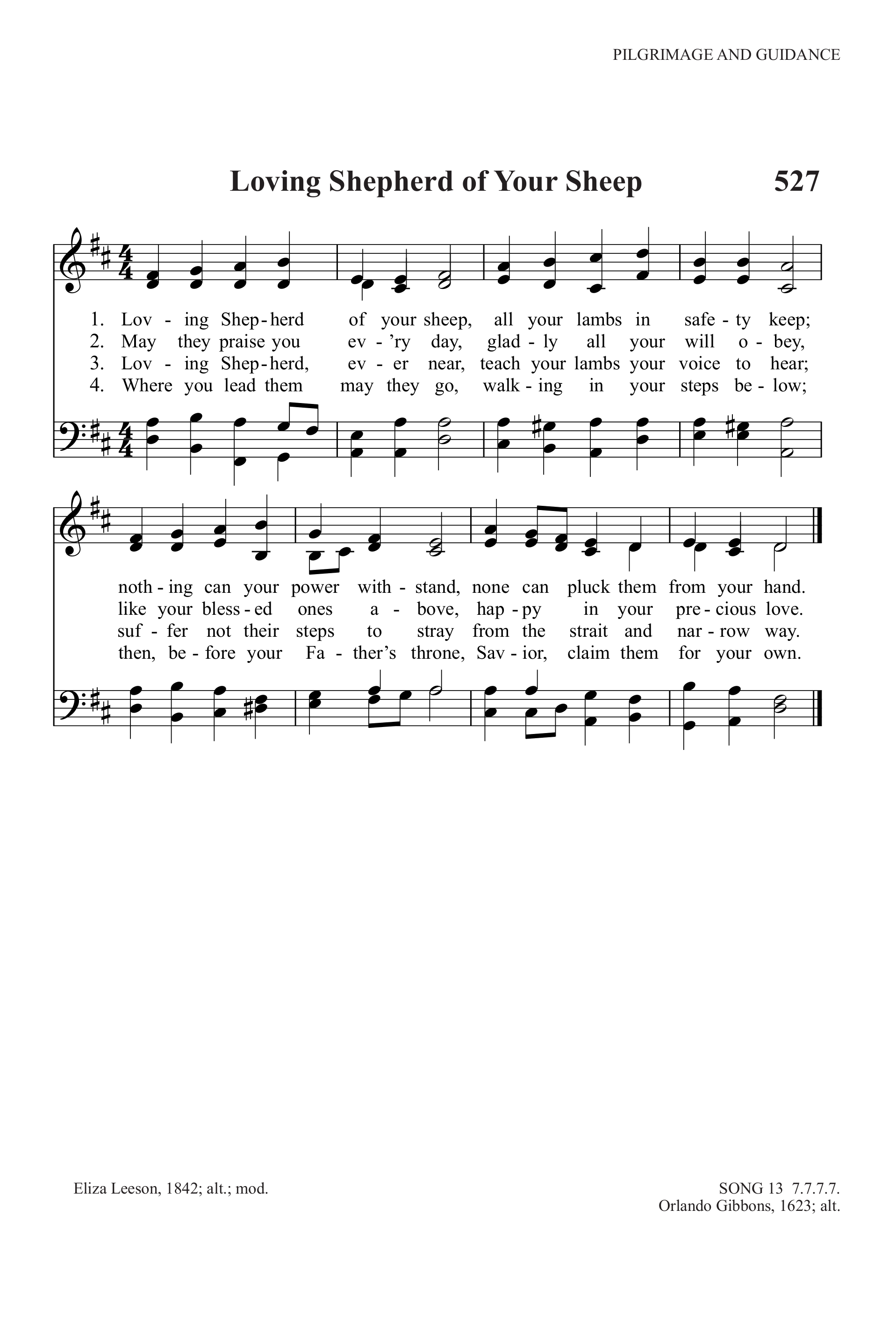 Hymn Sheet for Loving Shepherd of Thy Sheep