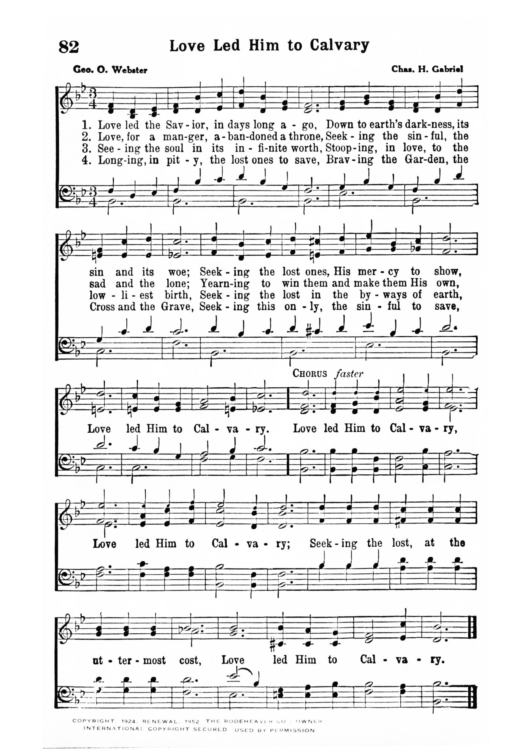 Hymn Sheet for Love Led The Savior, In Days Long Ago