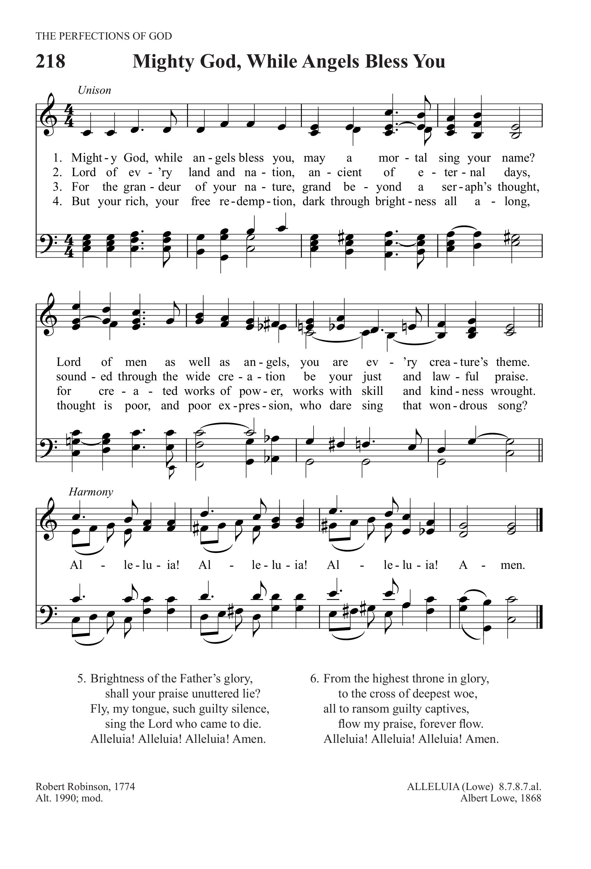Hymn Sheet for Mighty God, While Angels Bless Thee