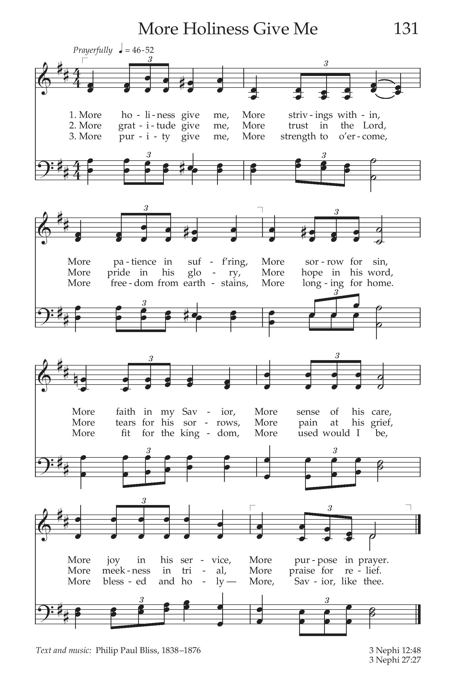 Hymn Sheet for More Holiness Give Me