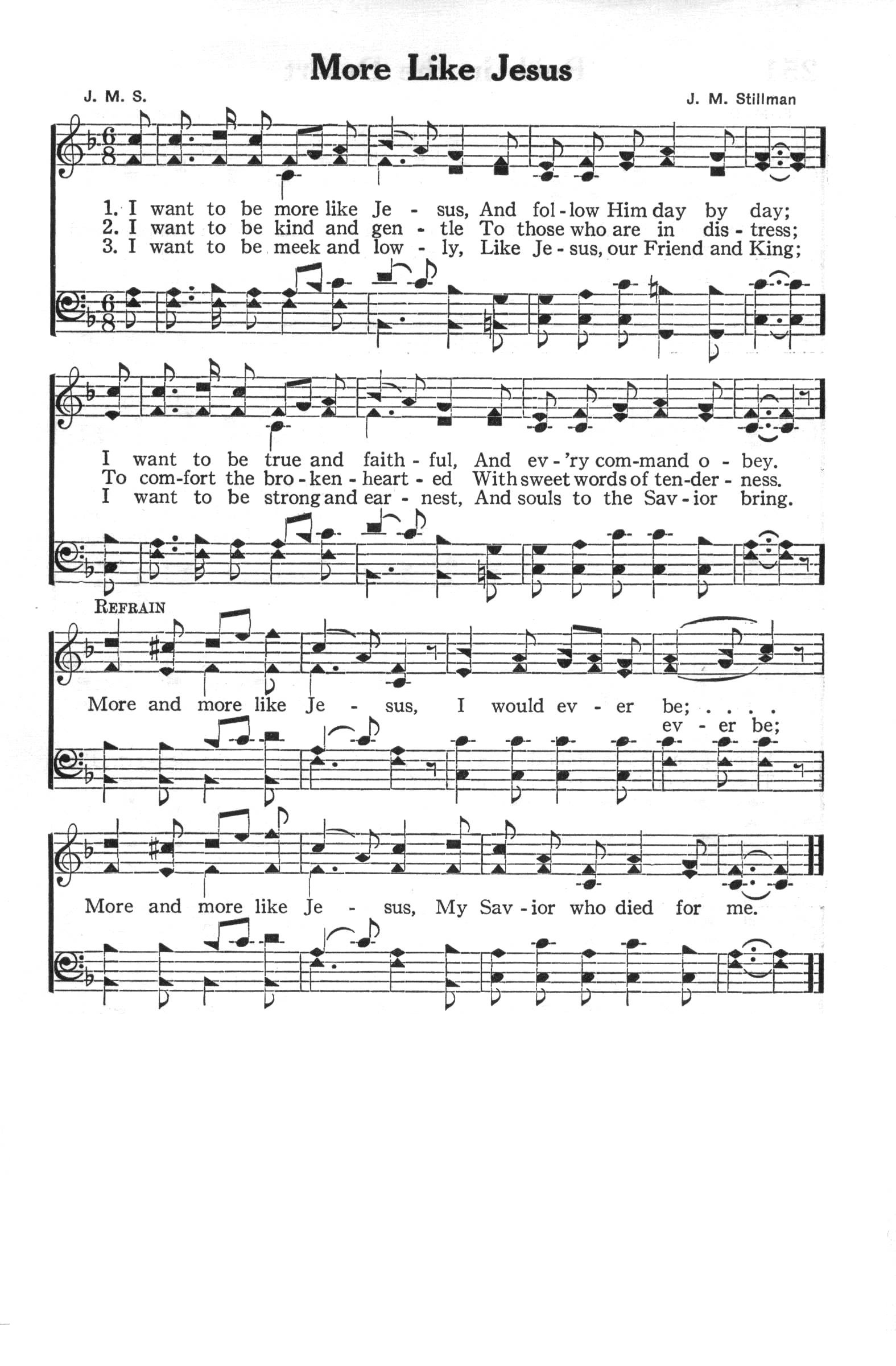 Hymn Sheet for More Like Jesus