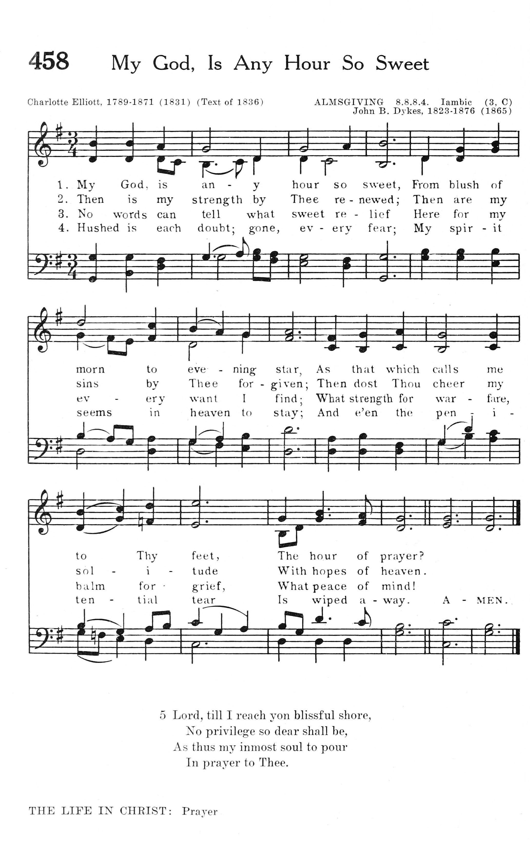 Hymn Sheet for My God, Is Any Hour So Sweet