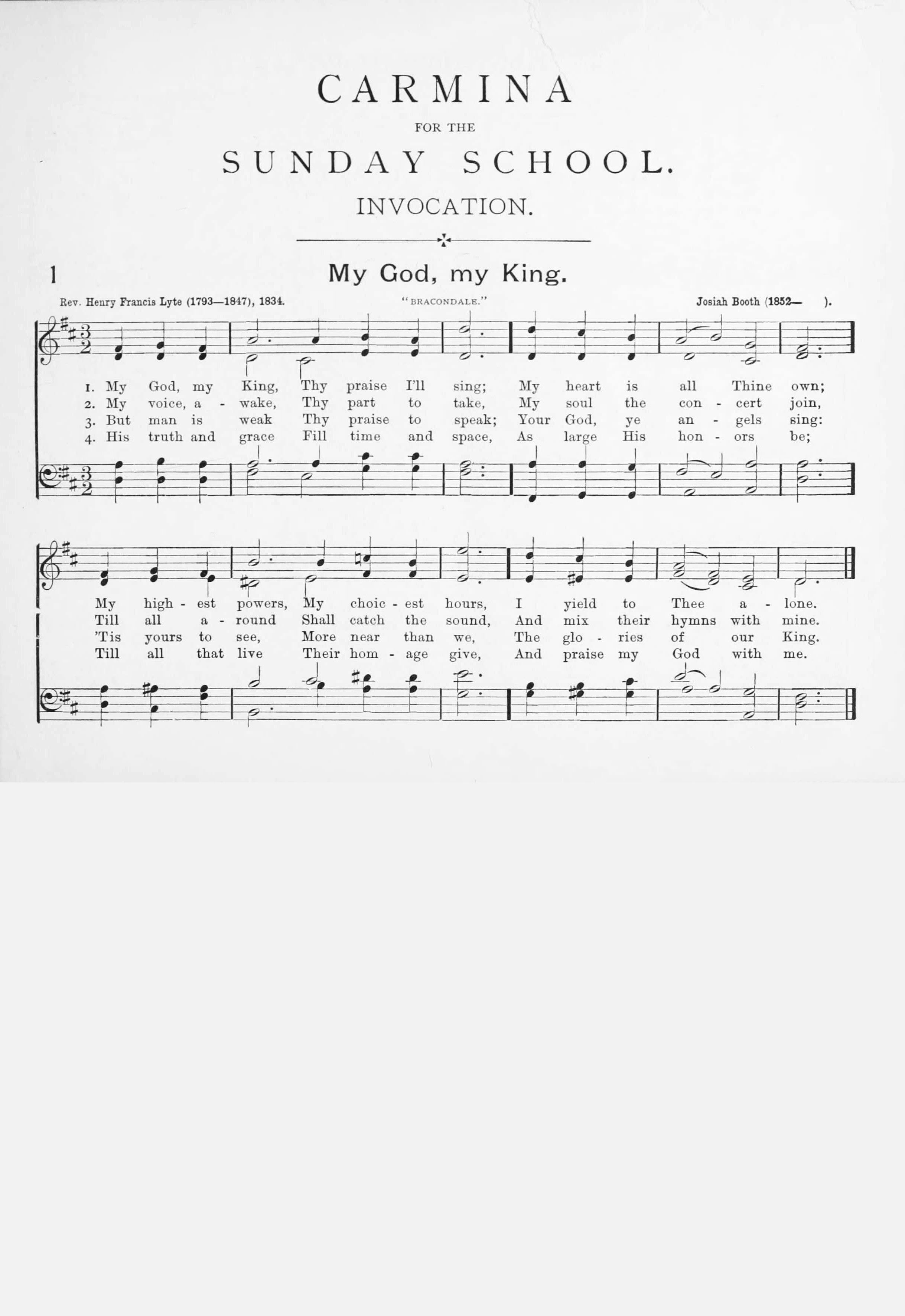 Hymn Sheet for My God, My King, Thy Various Praise