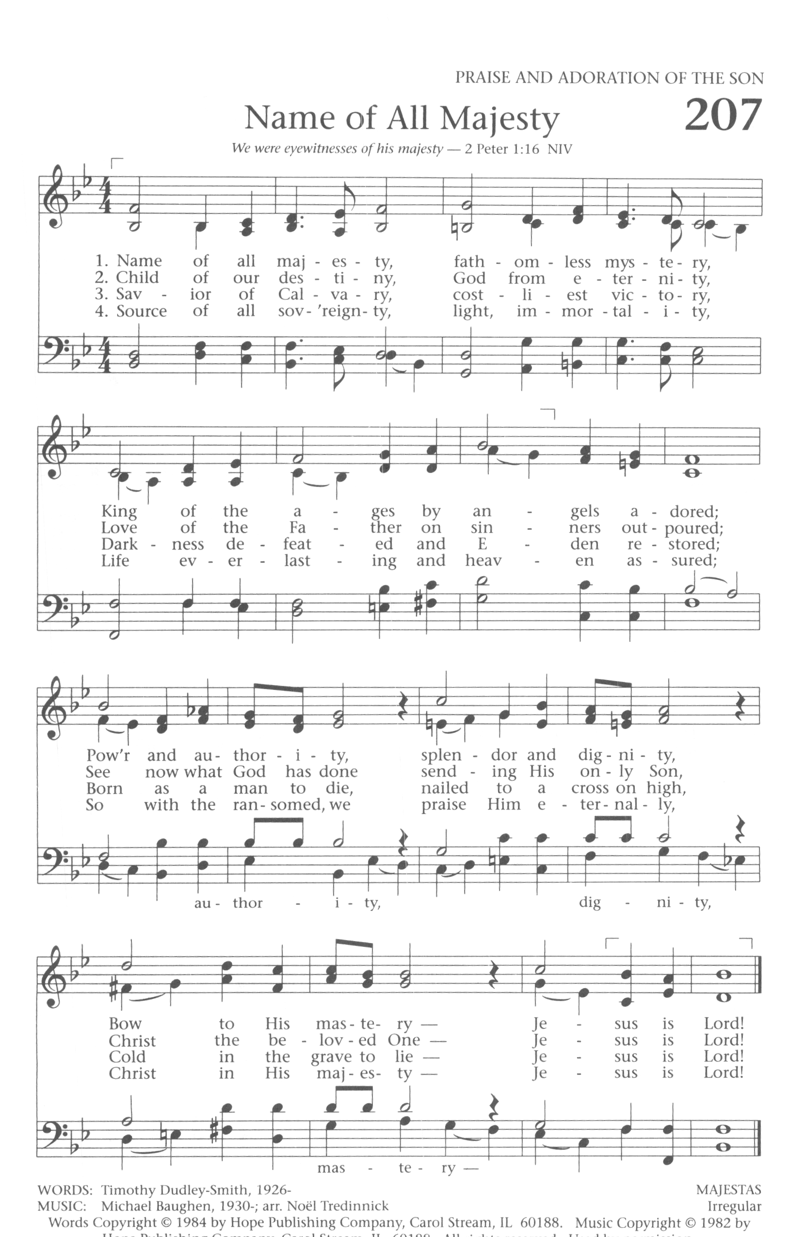 Hymn Sheet for Name of All Majesty