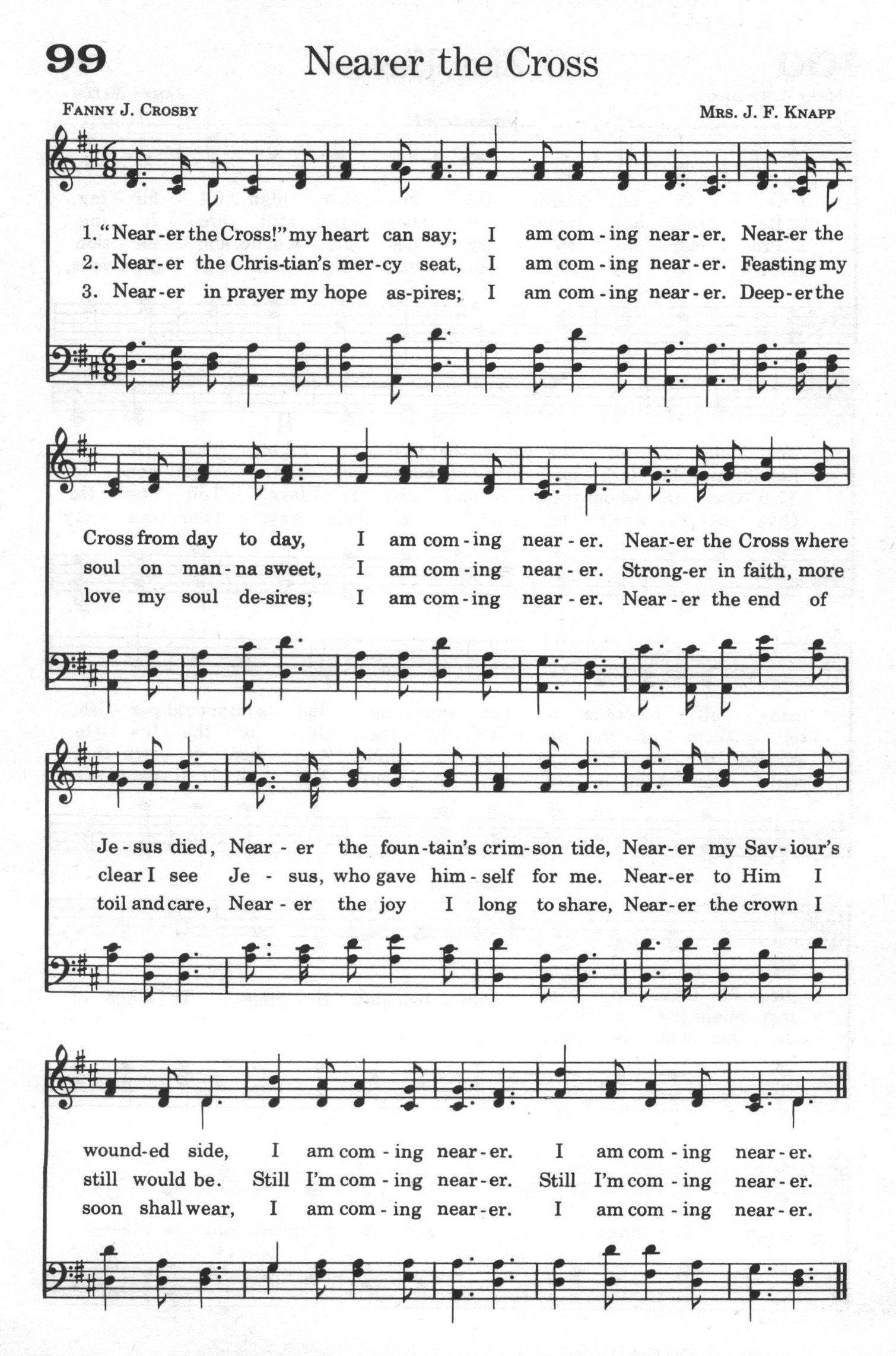 Hymn Sheet for Nearer The Cross! My Heart Can Say