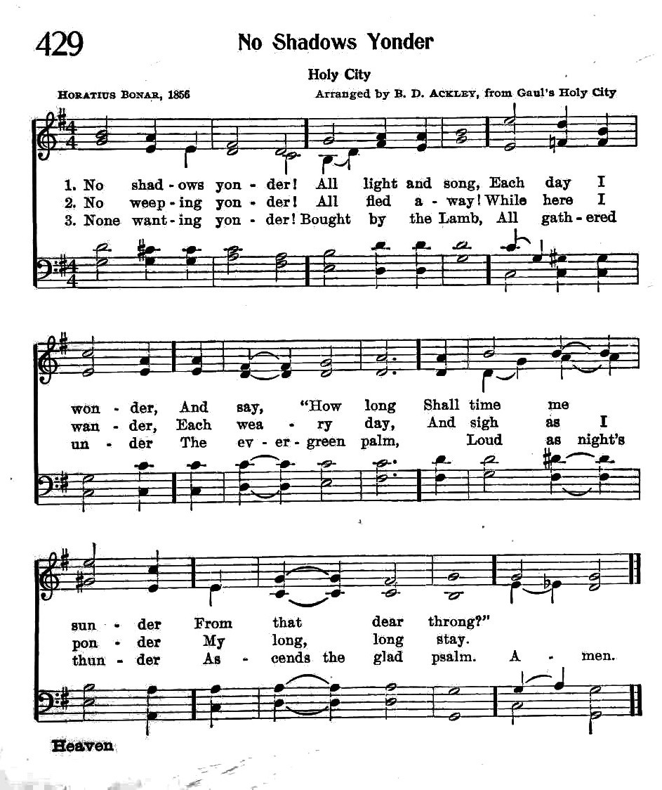 Hymn Sheet for No Shadows Yonder