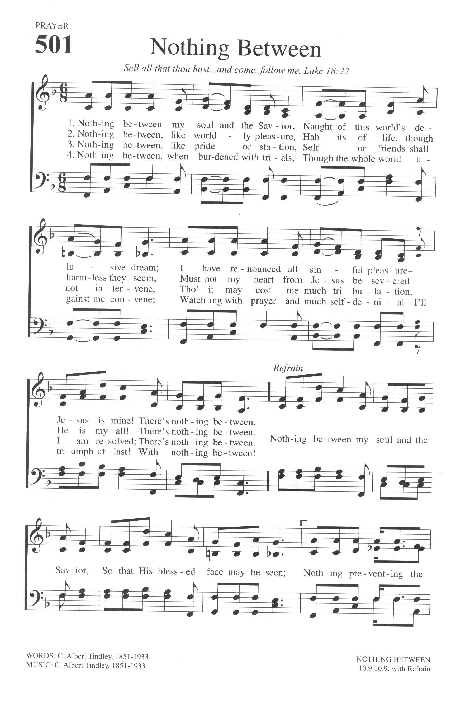 Hymn Sheet for Nothing Between