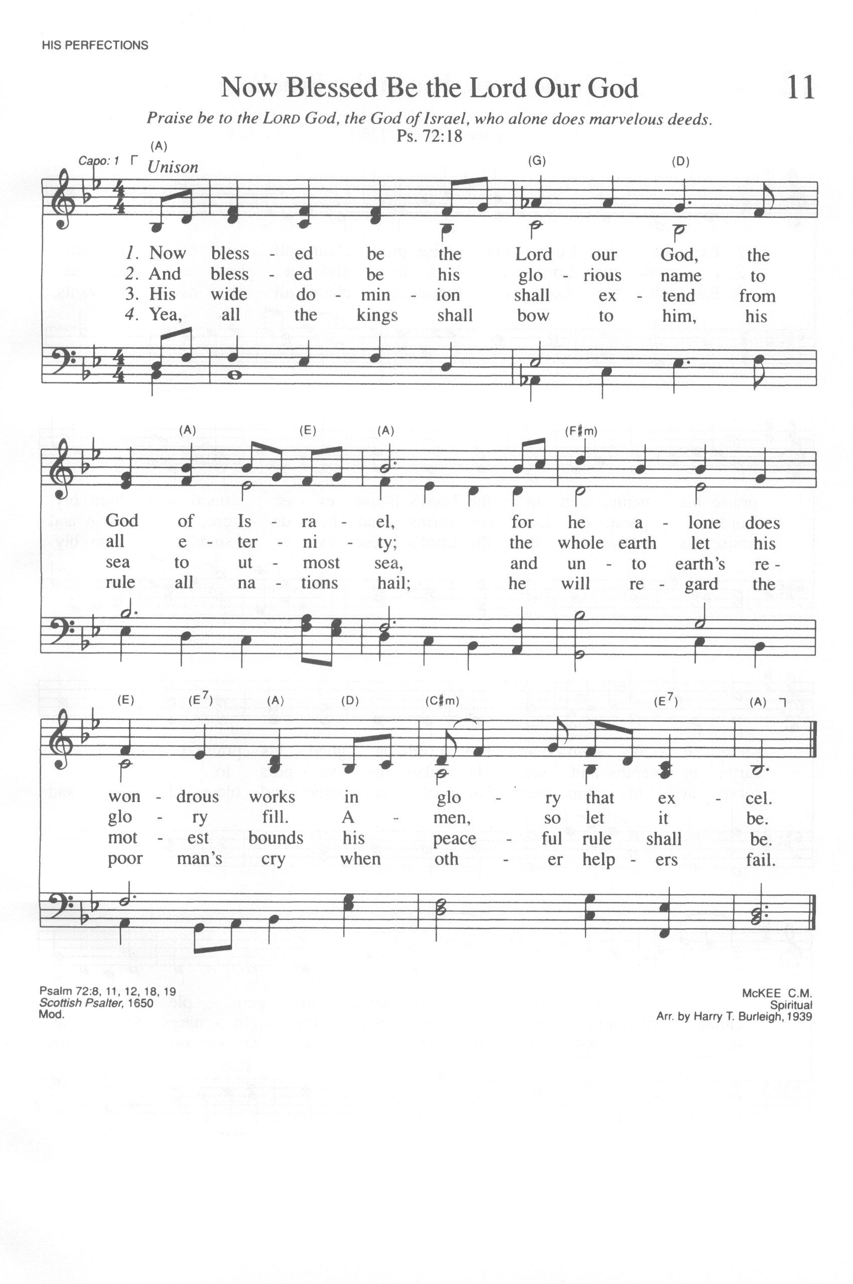 Hymn Sheet for Now Blessed Be the Lord (Jehovah) Our God