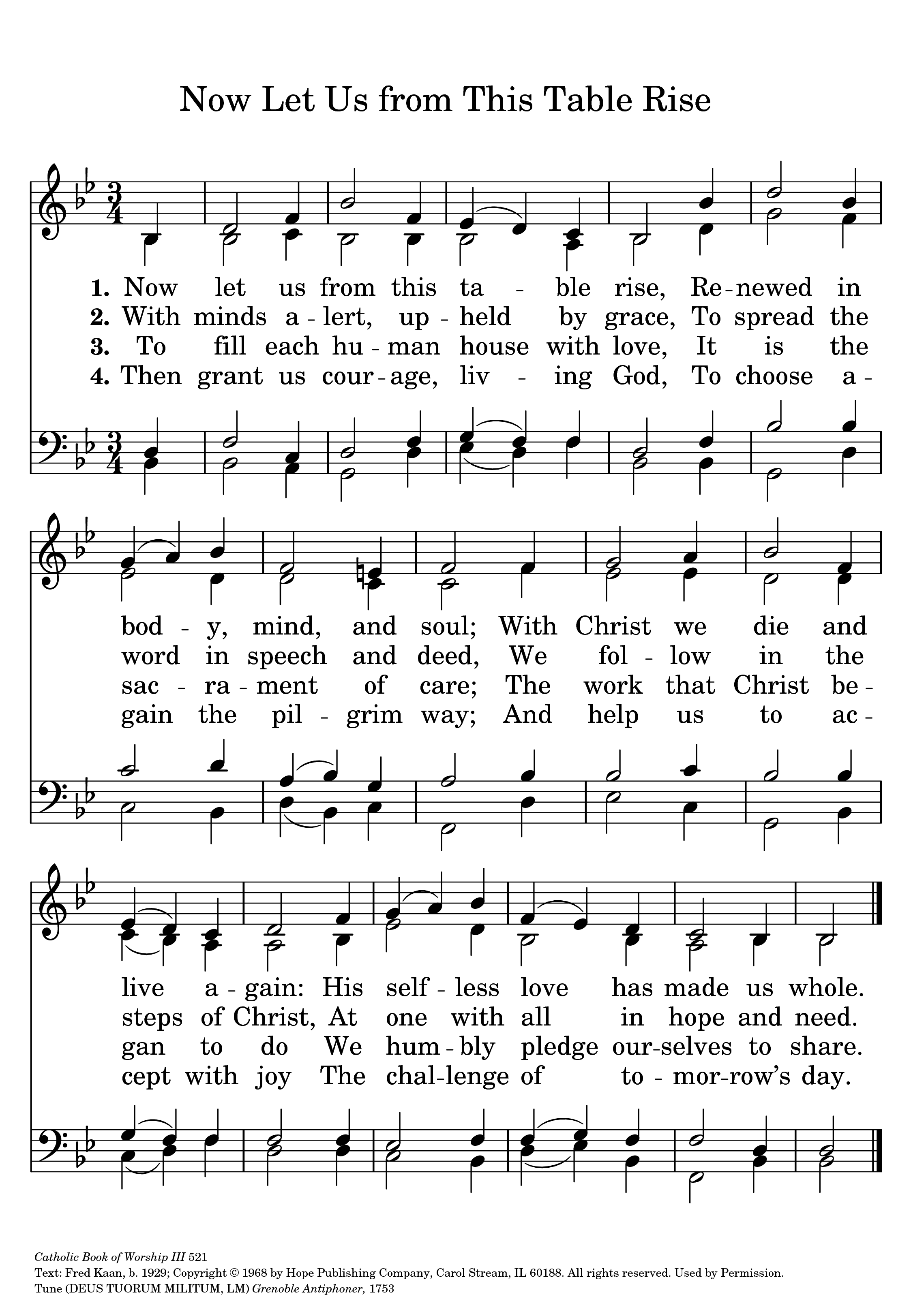 Hymn Sheet for Now Let Us From This Table Rise