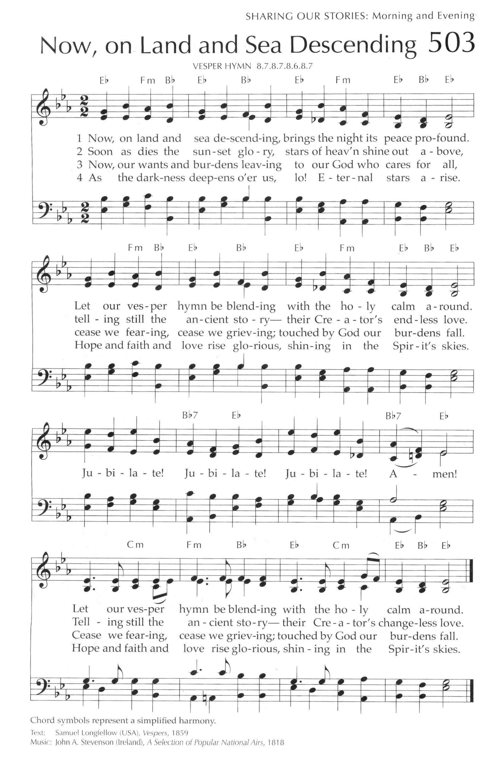 Hymn Sheet for Now on Land and Sea Descending