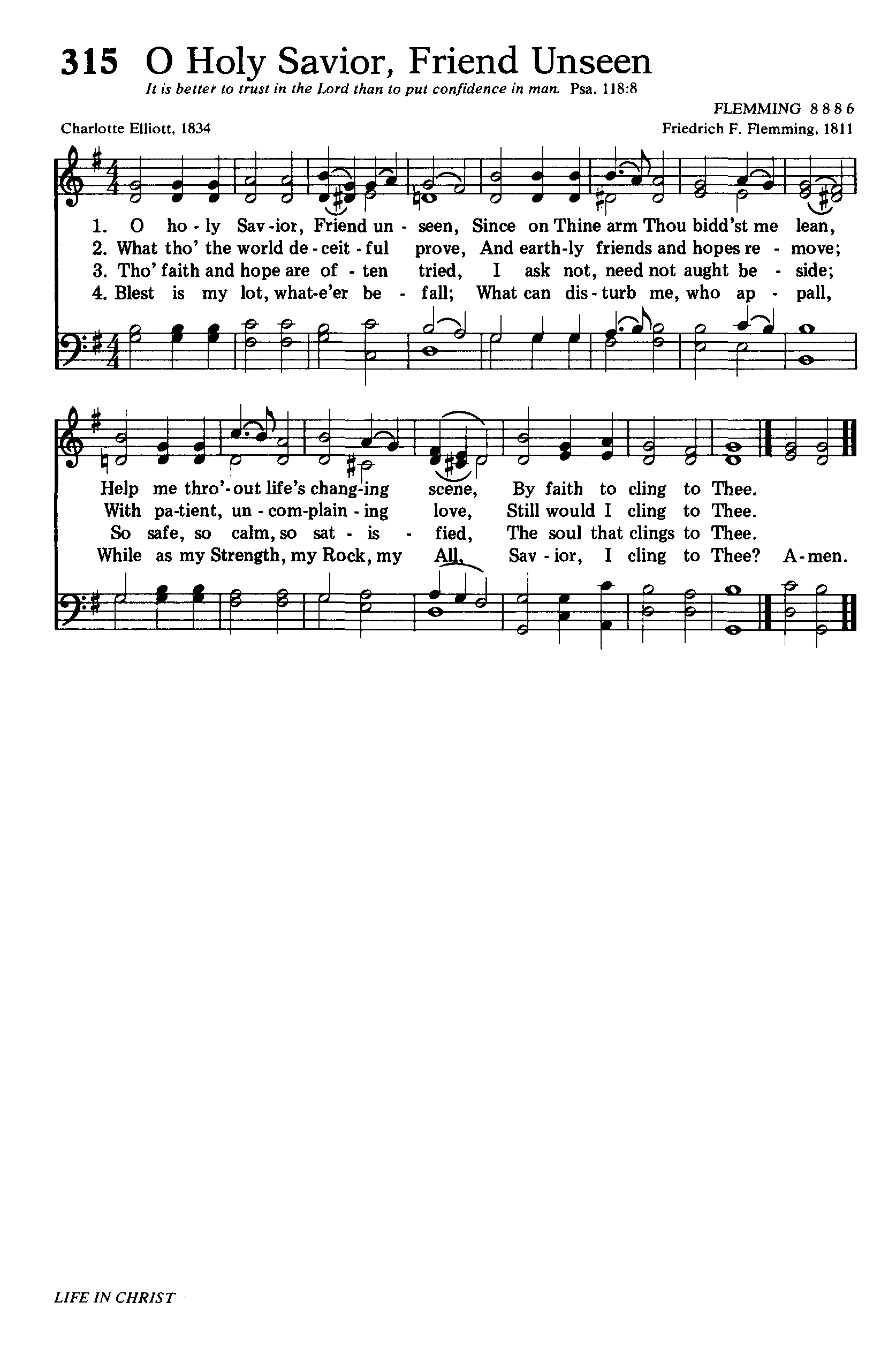 Hymn Sheet for O Holy Saviour! Friend unseen