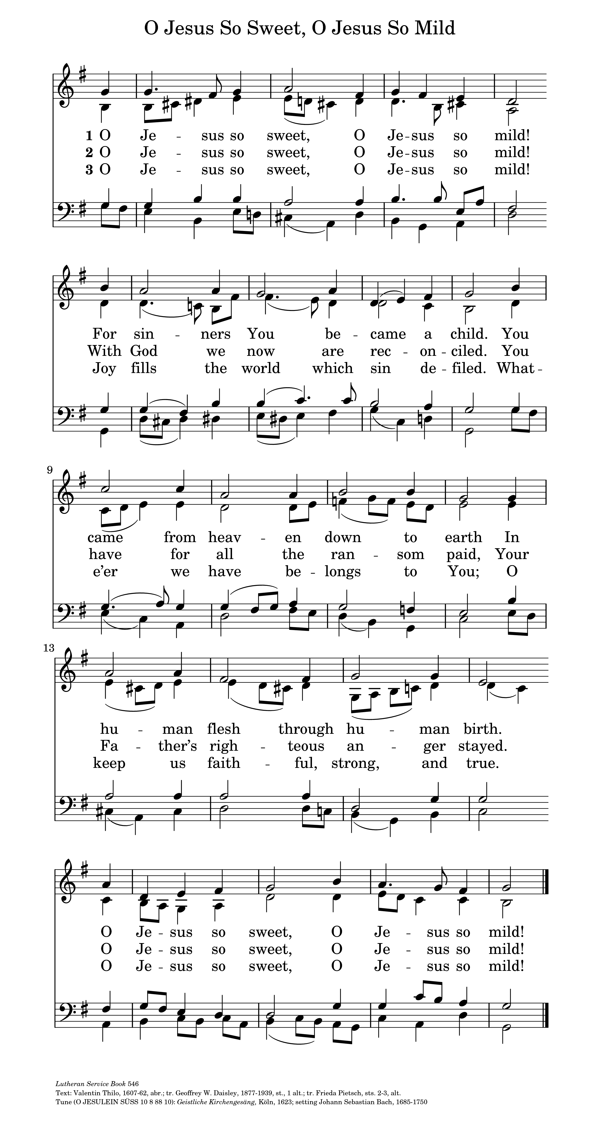 Hymn Sheet for O Jesus Sweet, O Mild