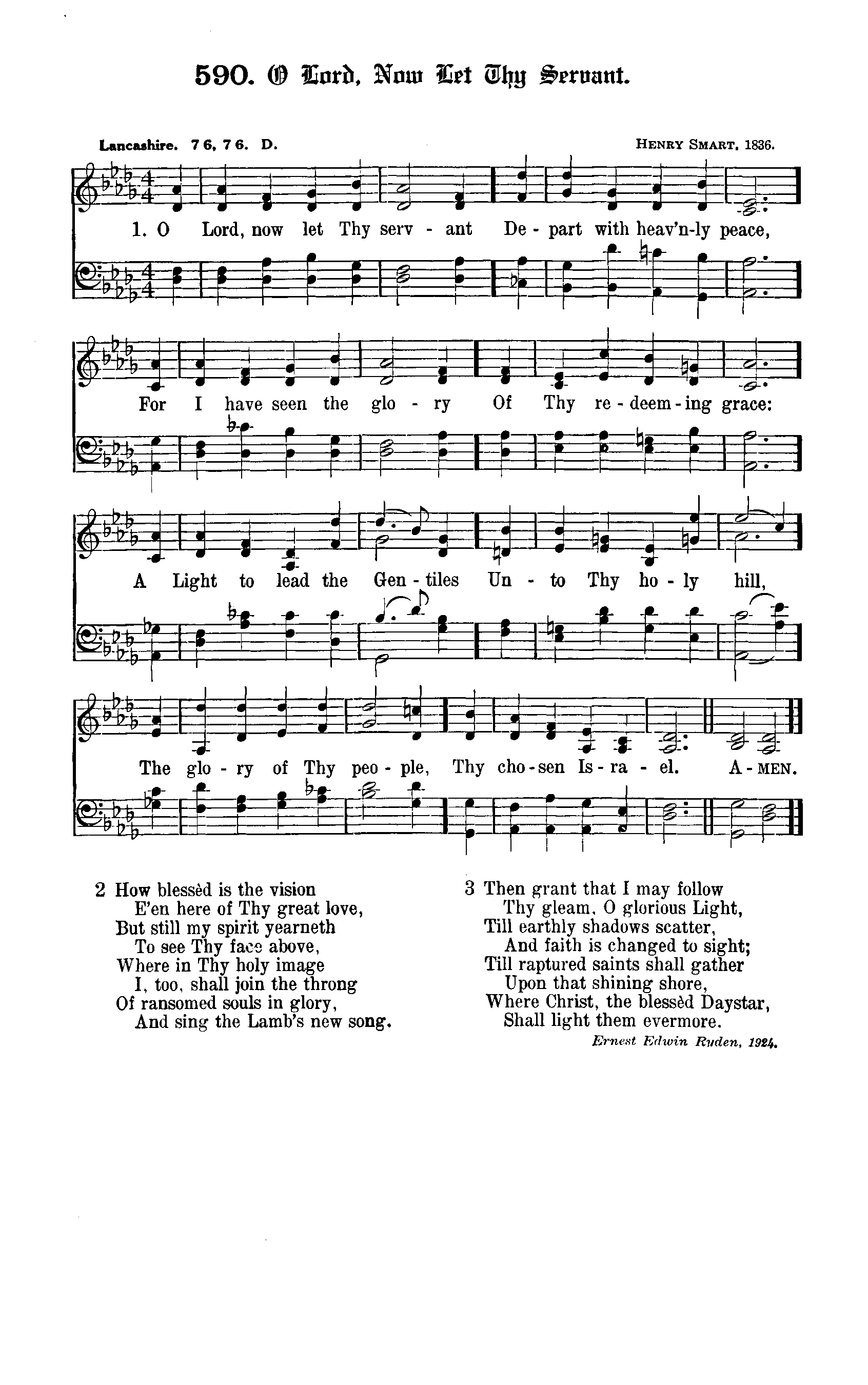 Hymn Sheet for O Lord, Now Let Your Servant
