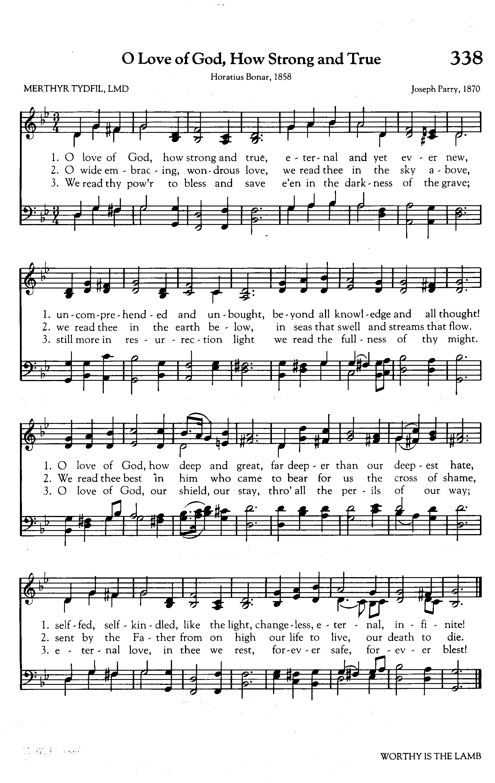 Hymn Sheet for O Love of God, How Strong and True