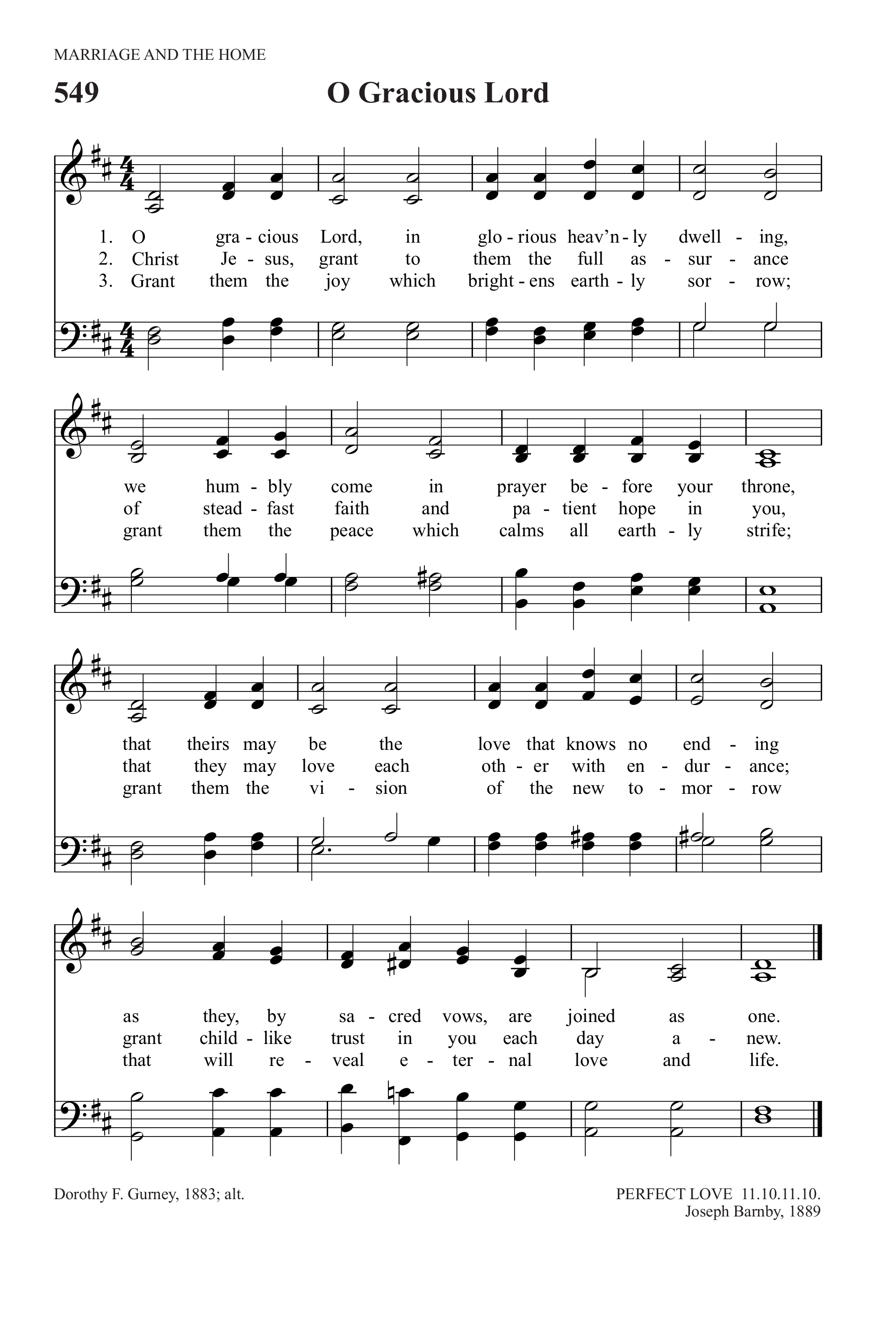 Hymn Sheet for O Perfect Love
