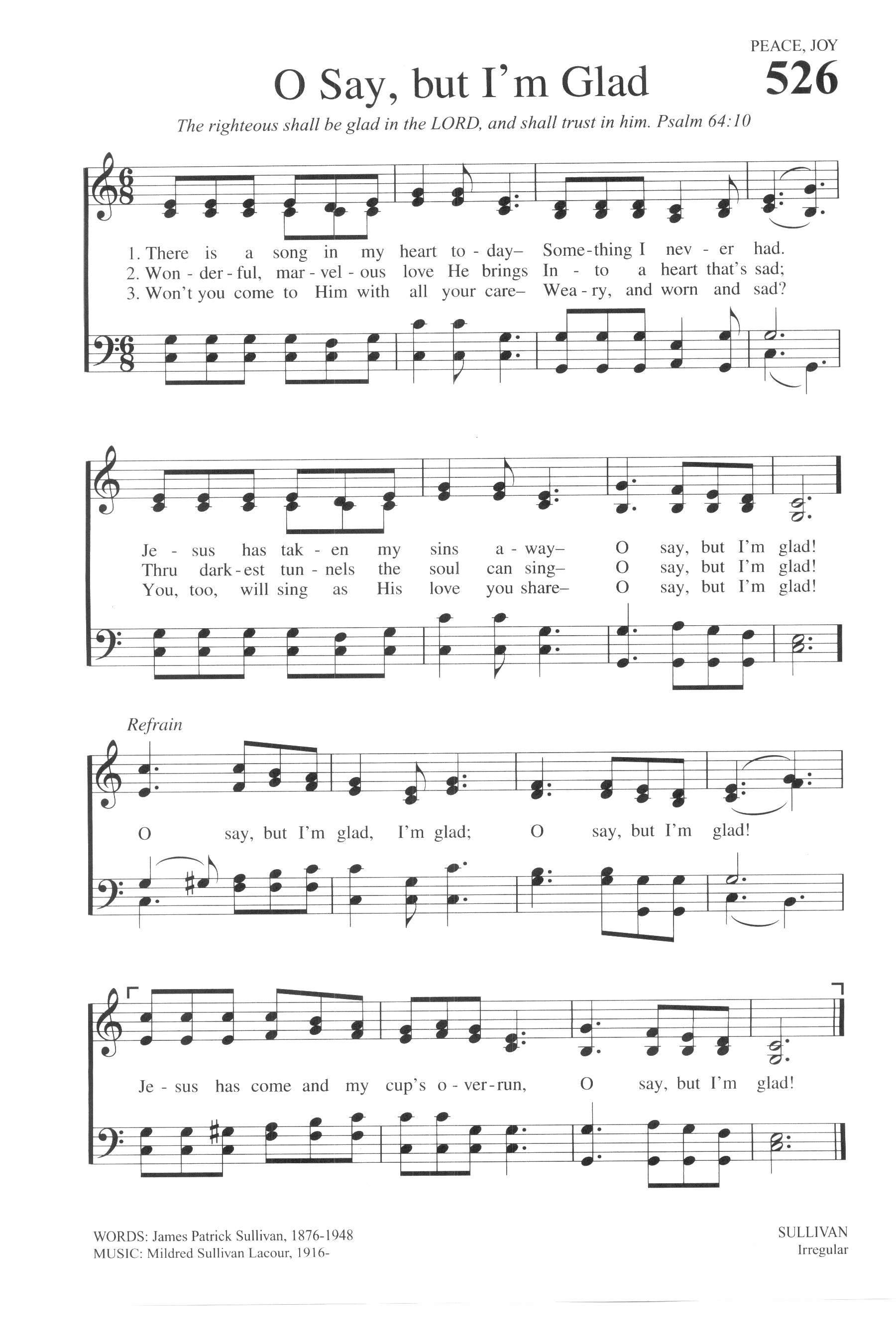 Hymn Sheet for O Say, But I'm Glad
