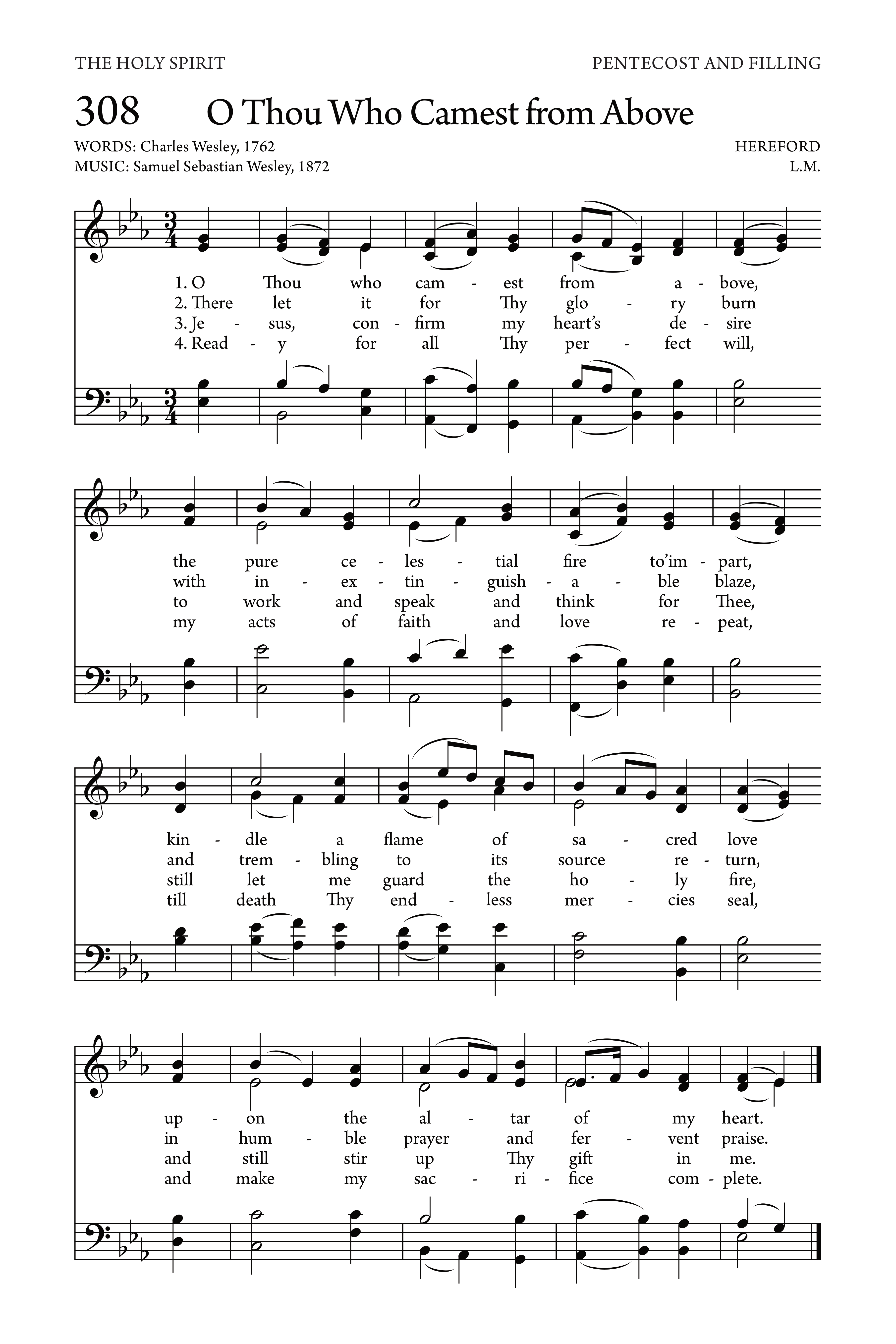 Hymn Sheet for O Thou Who Camest from Above