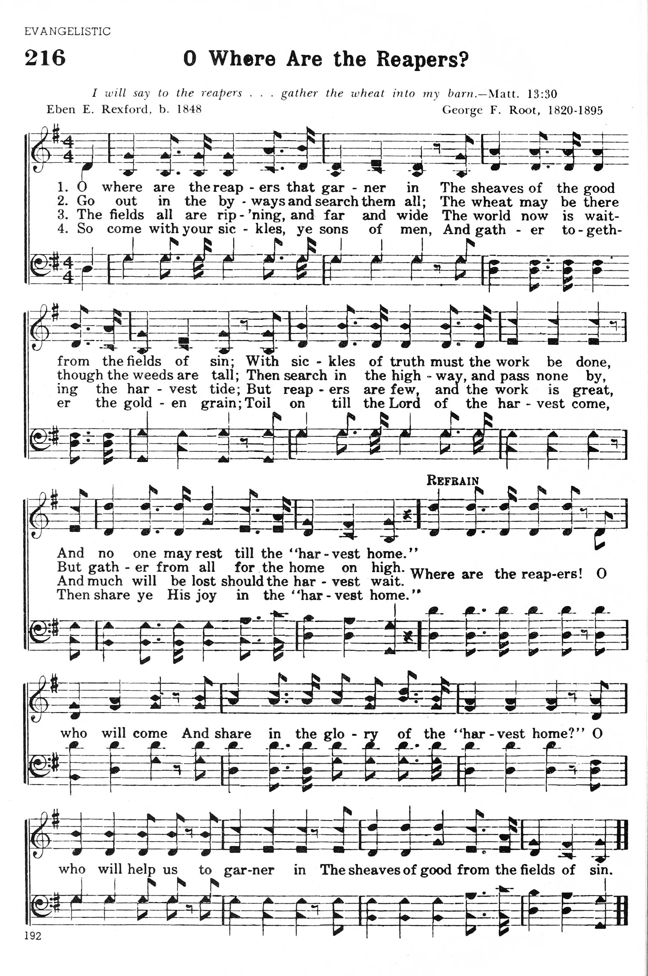 Hymn Sheet for O Where Are the Reapers?