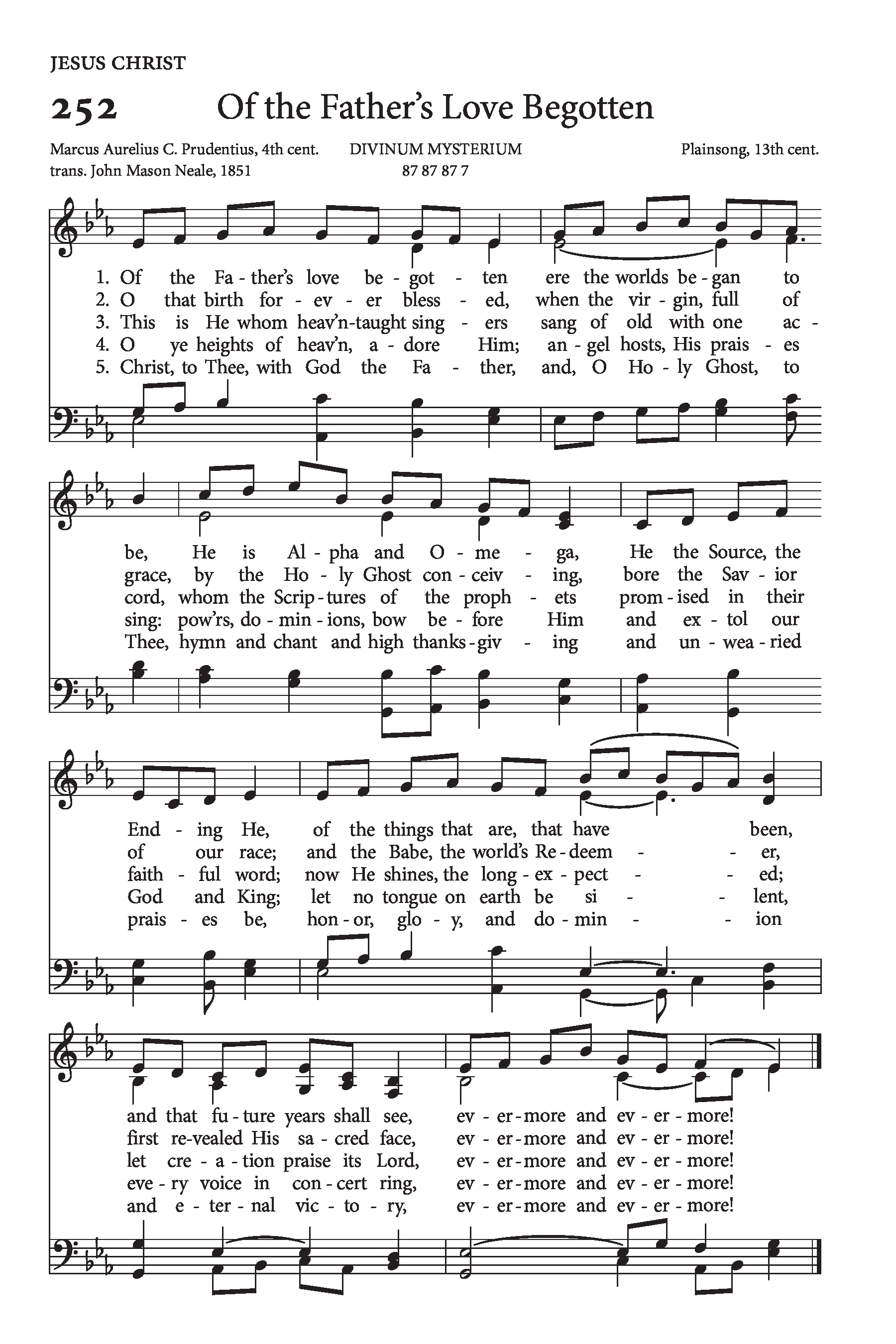 Hymn Sheet for Of the Father's Love Begotten