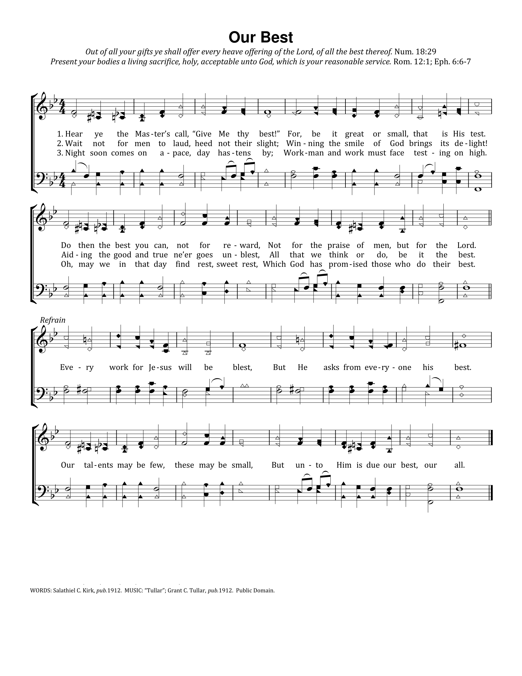 Hymn Sheet for Our Best (Our All)