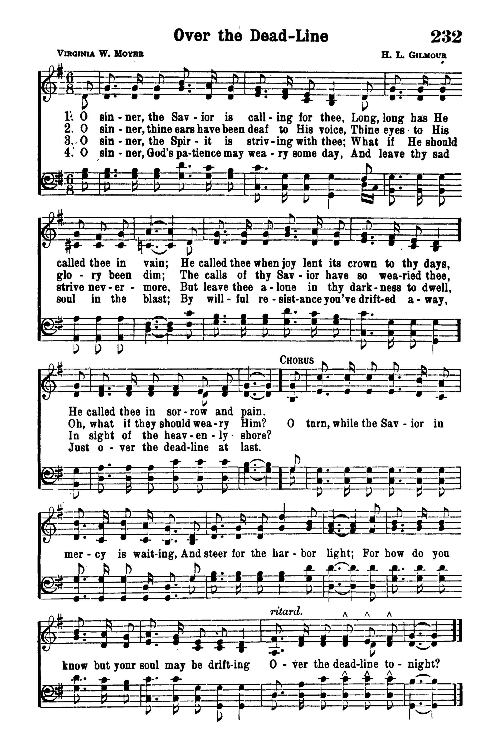 Hymn Sheet for Over the Deadline