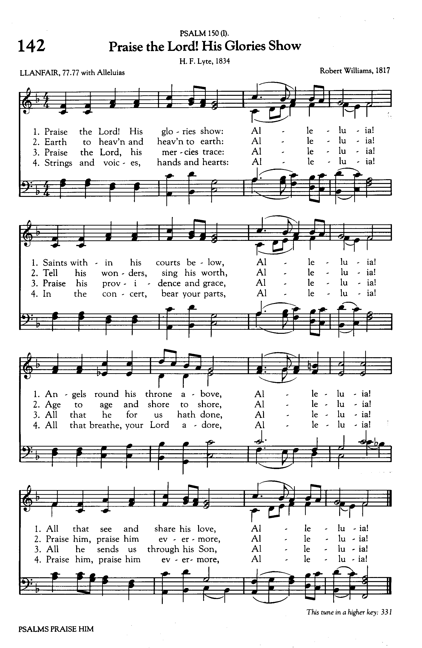 Hymn Sheet for Praise the Lord! His Glories Show