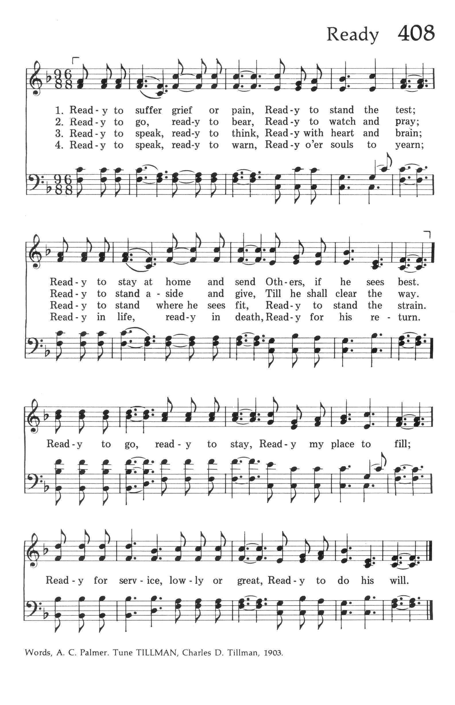Hymn Sheet for Ready to Suffer Grief or Pain