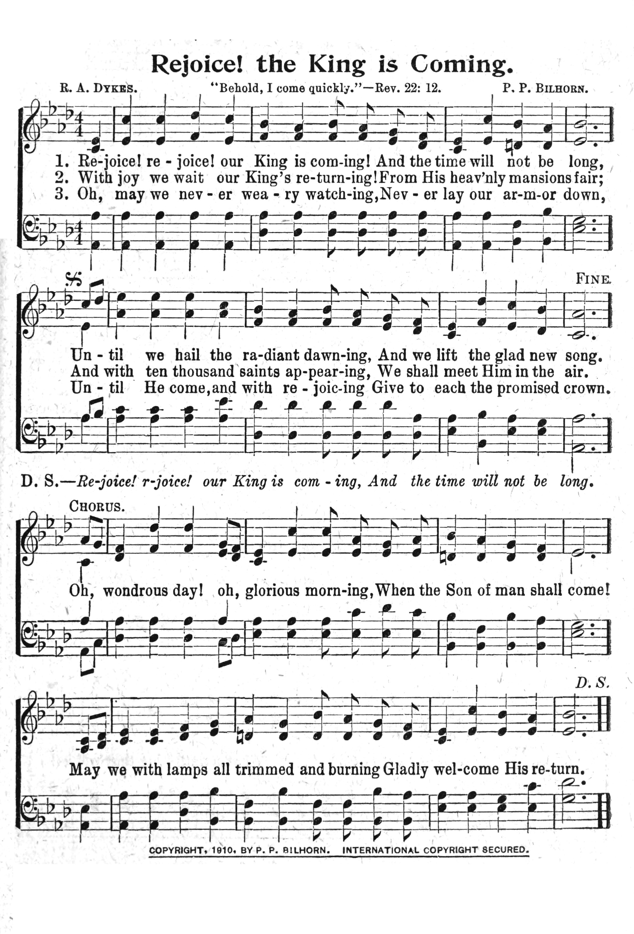Hymn Sheet for Rejoice! our King is coming!