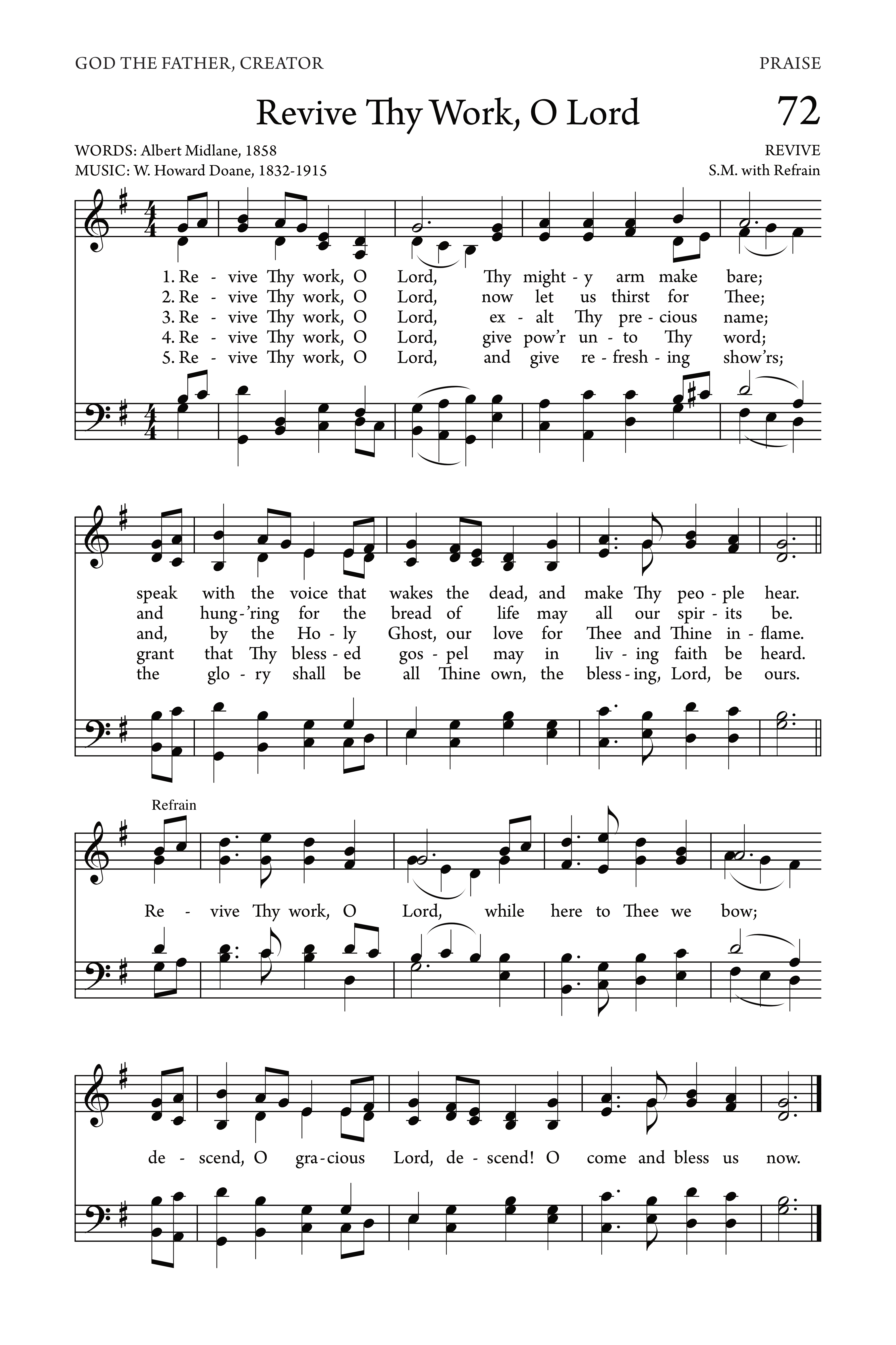 Hymn Sheet for Revive Thy Work, O Lord!