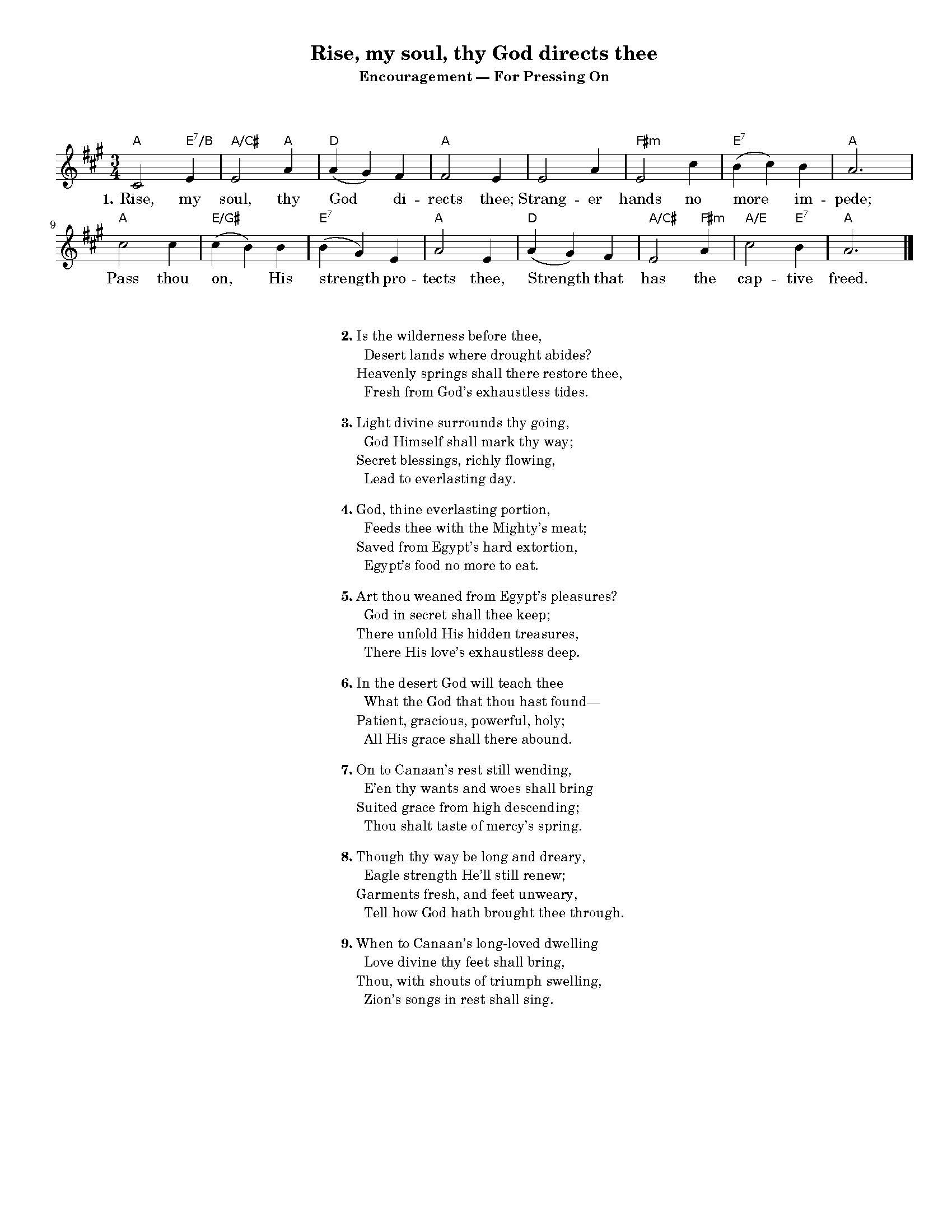 Hymn Sheet for Rise, my Soul, thy God Directs Thee