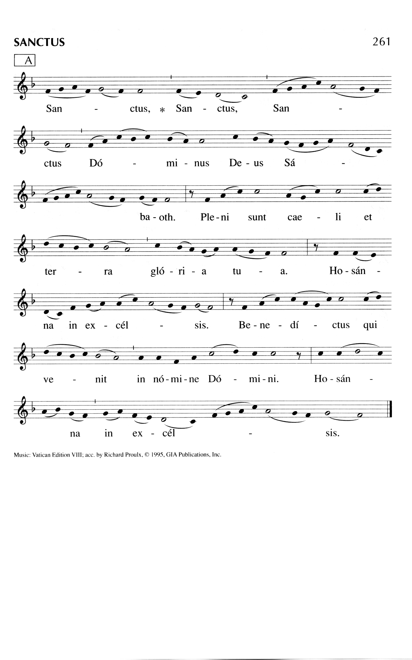 Hymn Sheet for Sanctus, Sanctus, Sanctus Dominus Deus Sabaoth.