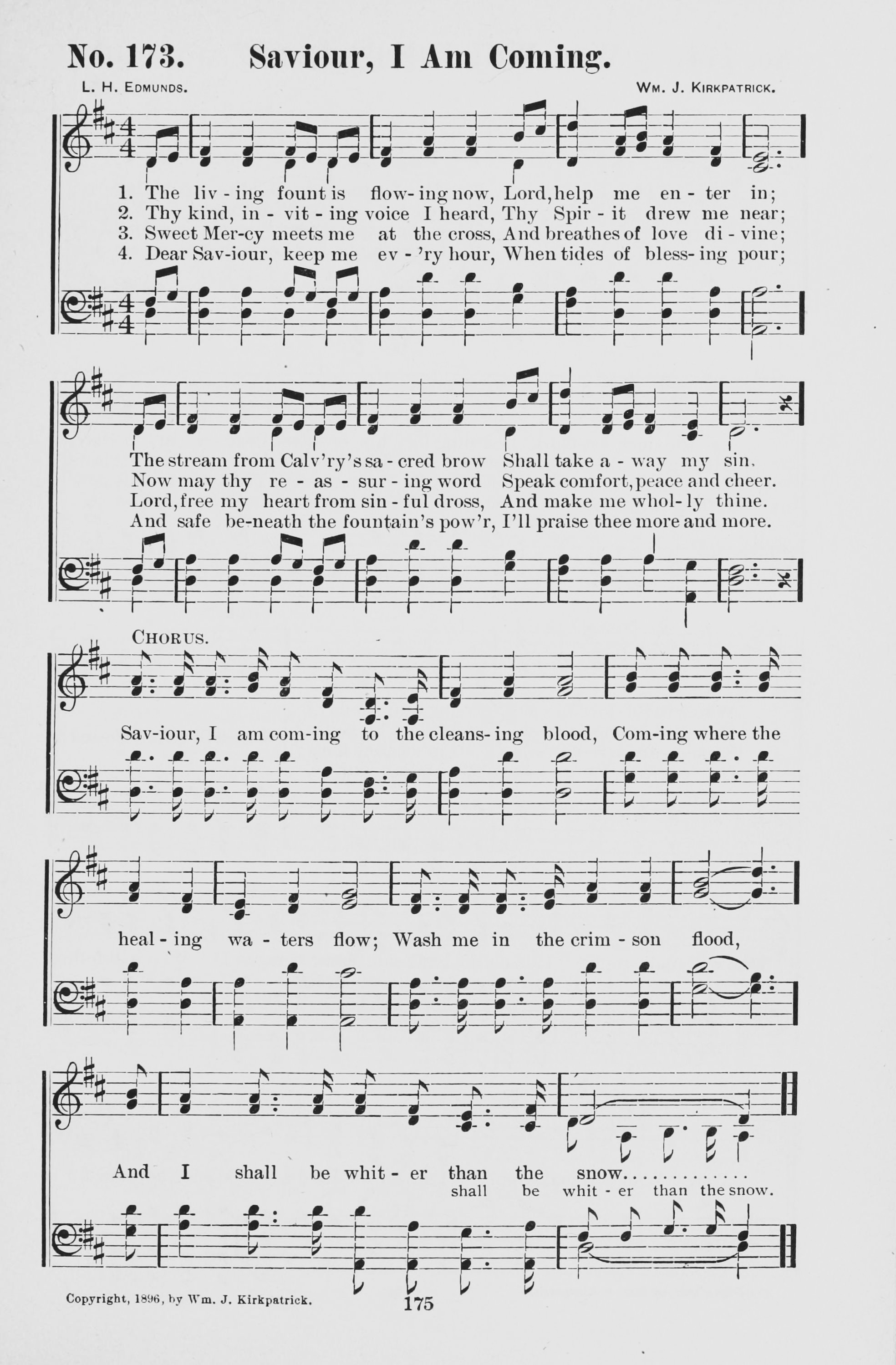 Hymn Sheet for Savior, I Am Coming