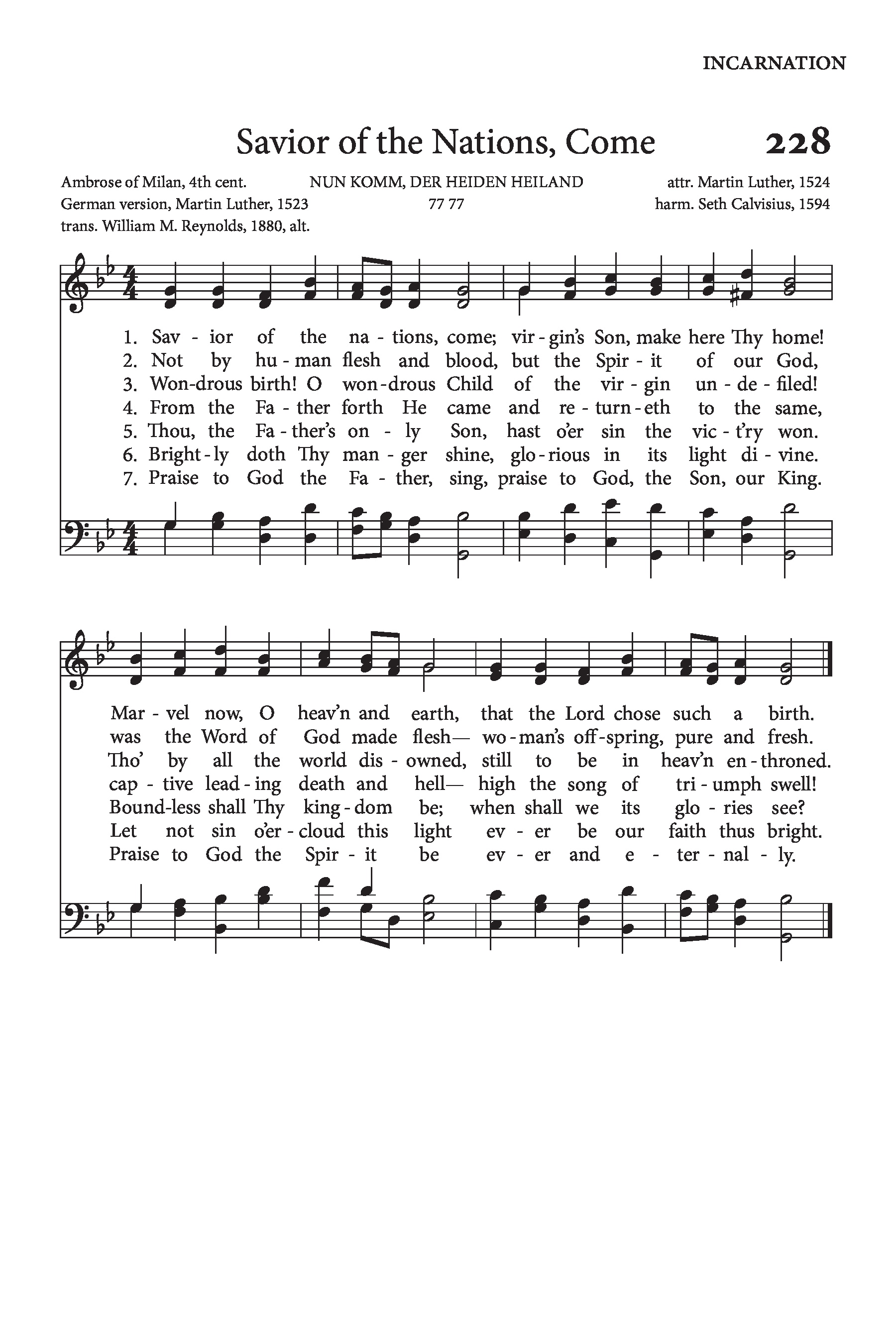 Hymn Sheet for Savior of the Nations, Come