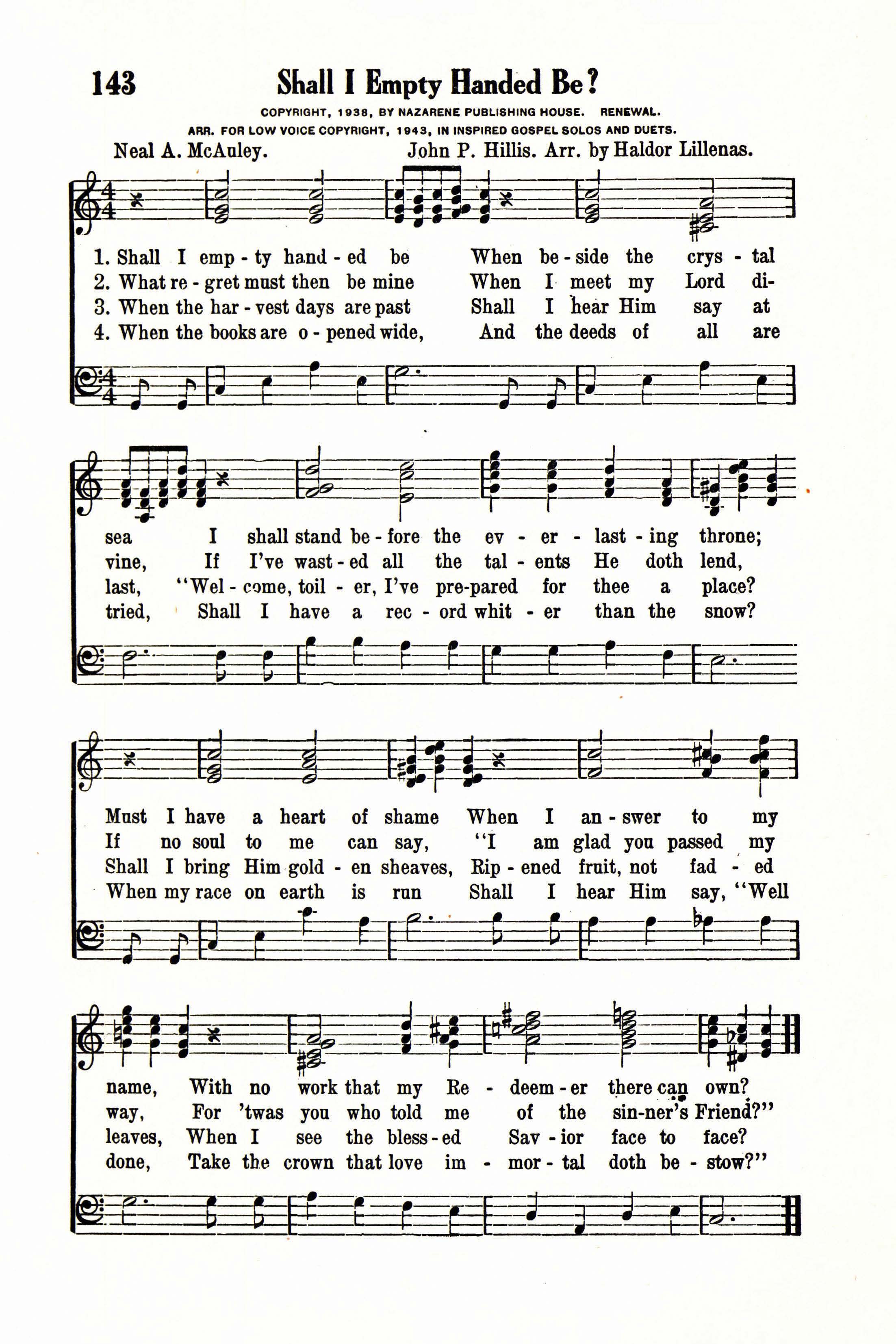 Hymn Sheet for Shall I Empty-Handed Be?