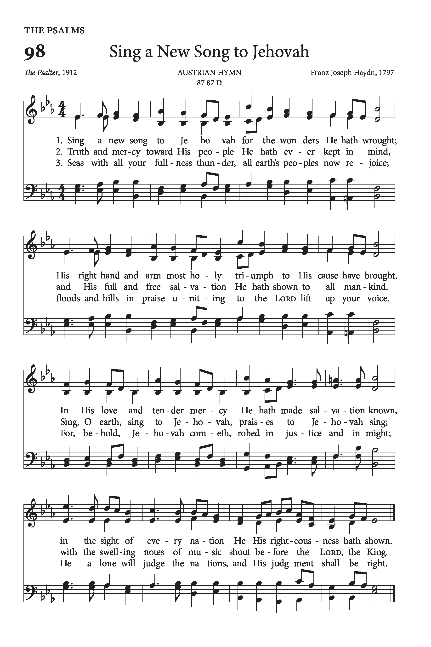 Hymn Sheet for Sing a New Song to Jehovah