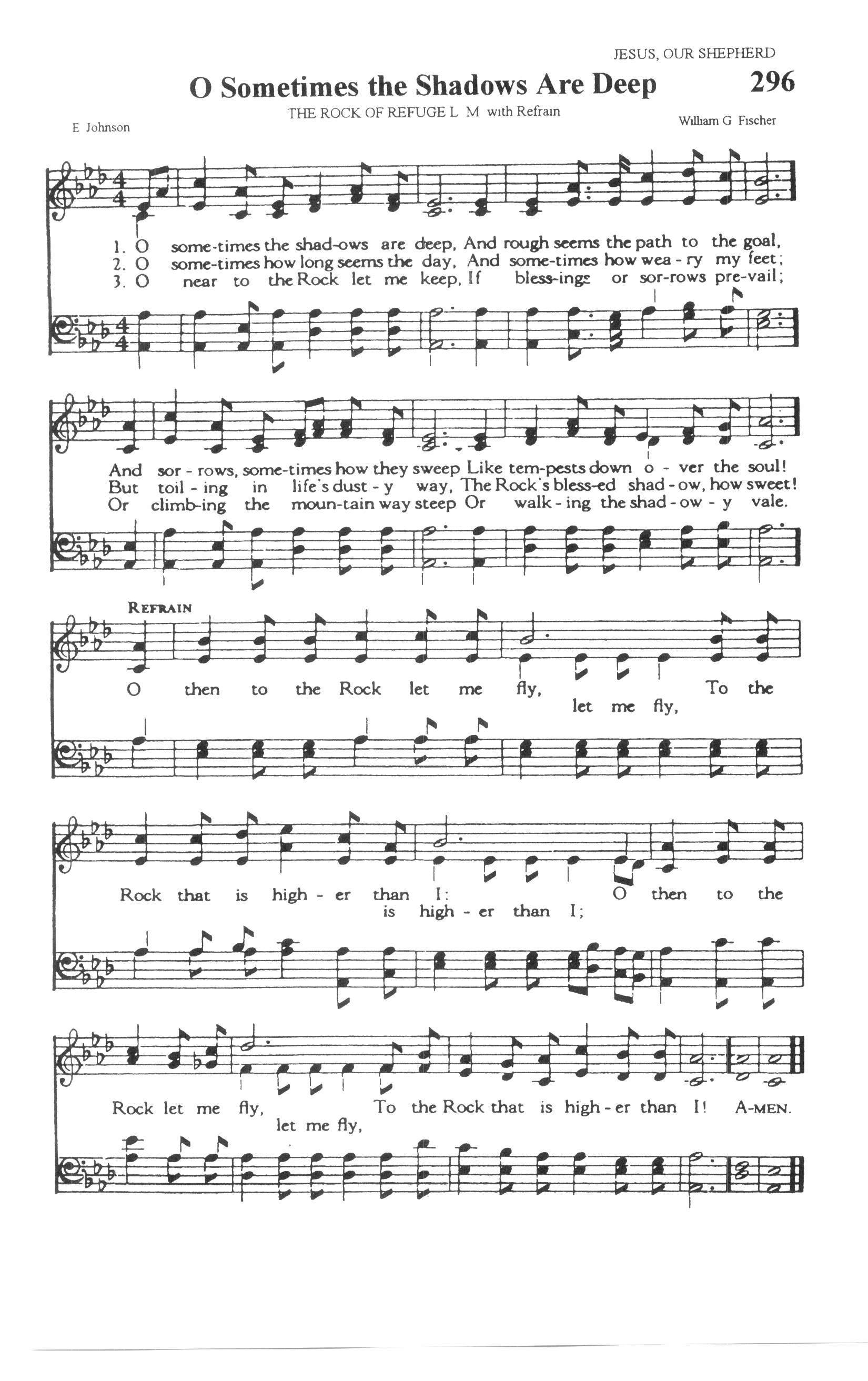 Hymn Sheet for Sometimes The Shadows Are Deep