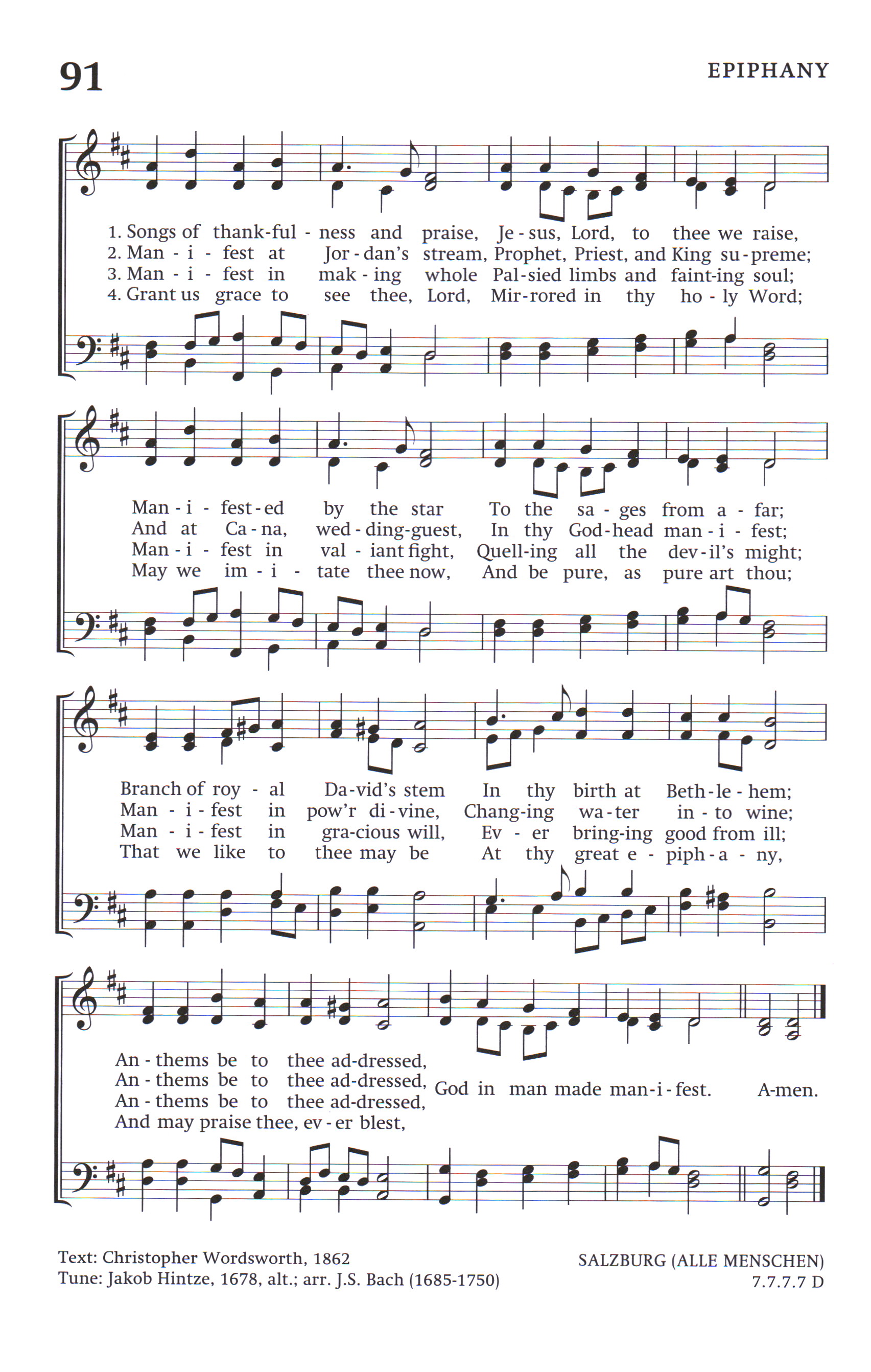 Hymn Sheet for Songs of Thankfulness and Praise