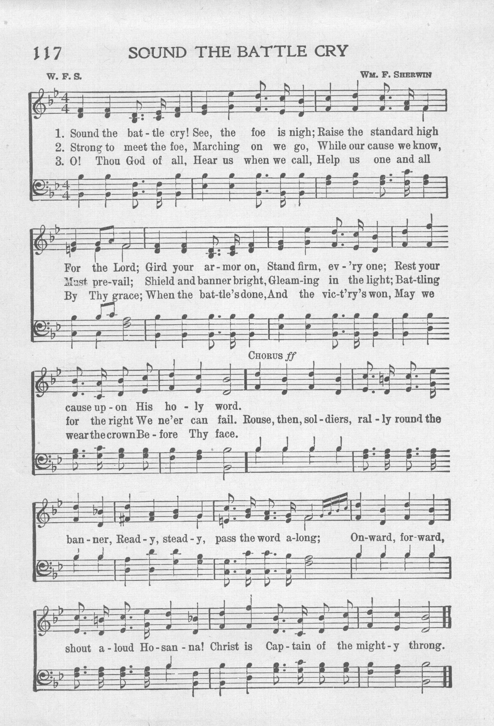 Hymn Sheet for Sound the Battle Cry