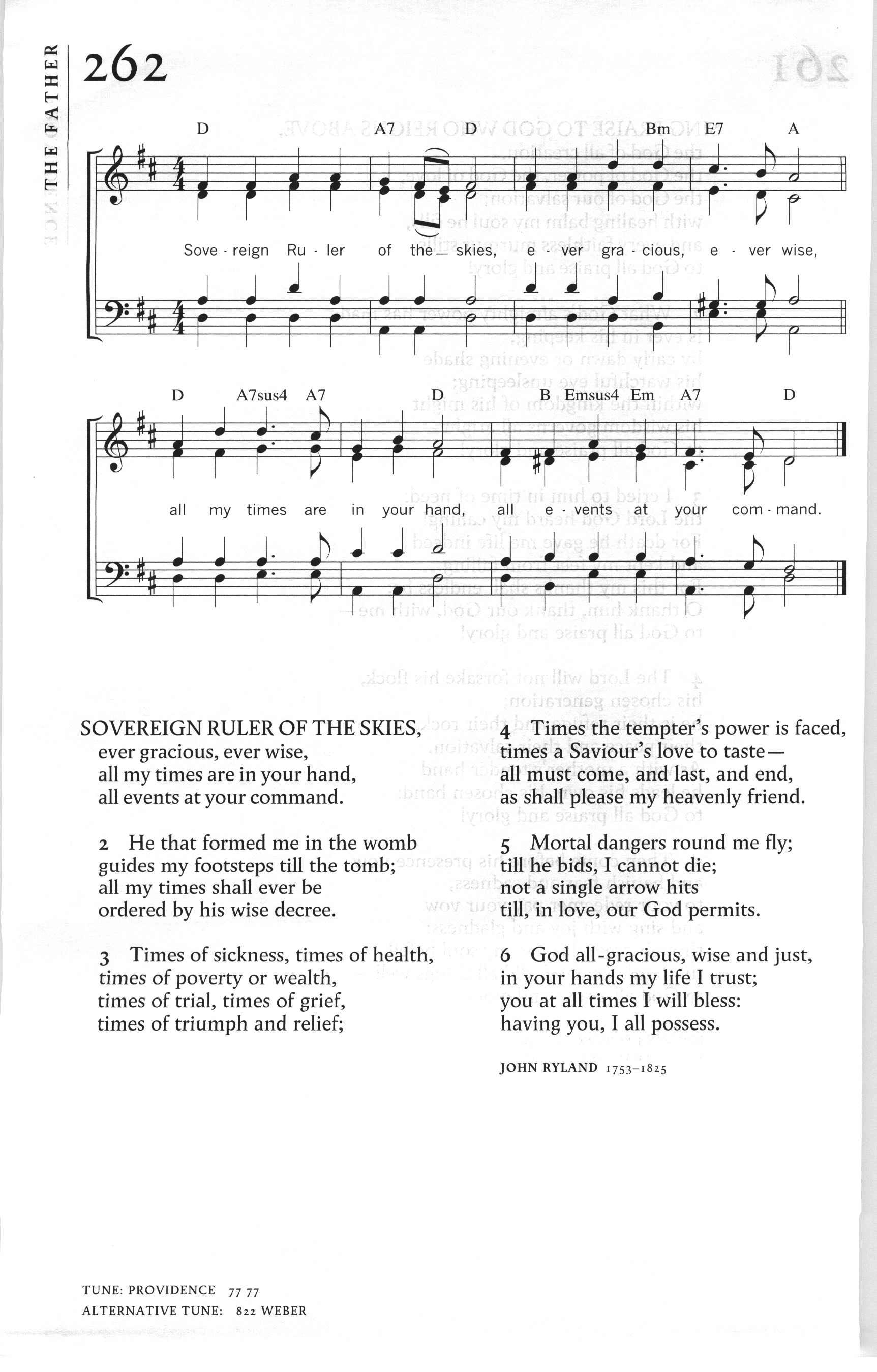 Hymn Sheet for Sovereign Ruler of the Skies