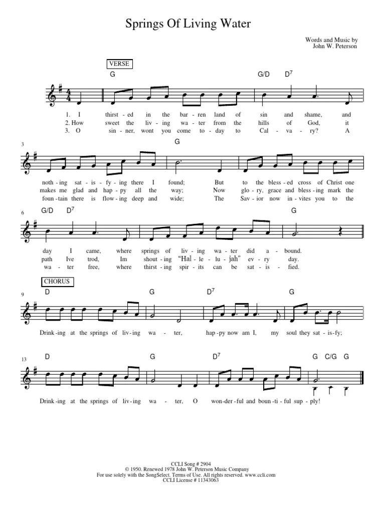 Hymn Sheet for Drinking at the Springs of Living Water