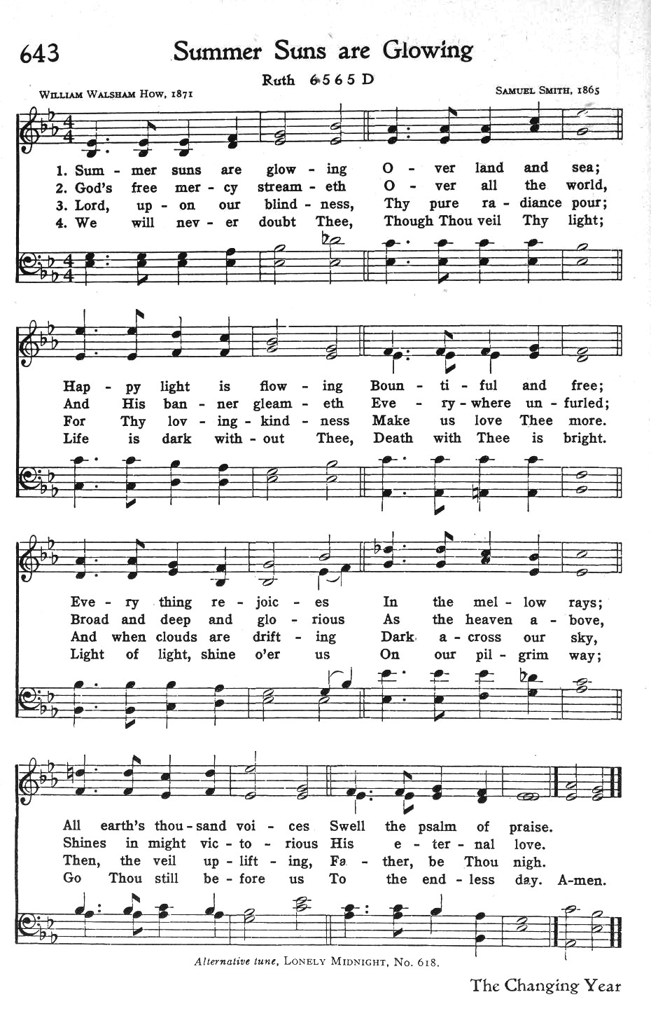 Hymn Sheet for Summer Suns Are Glowing