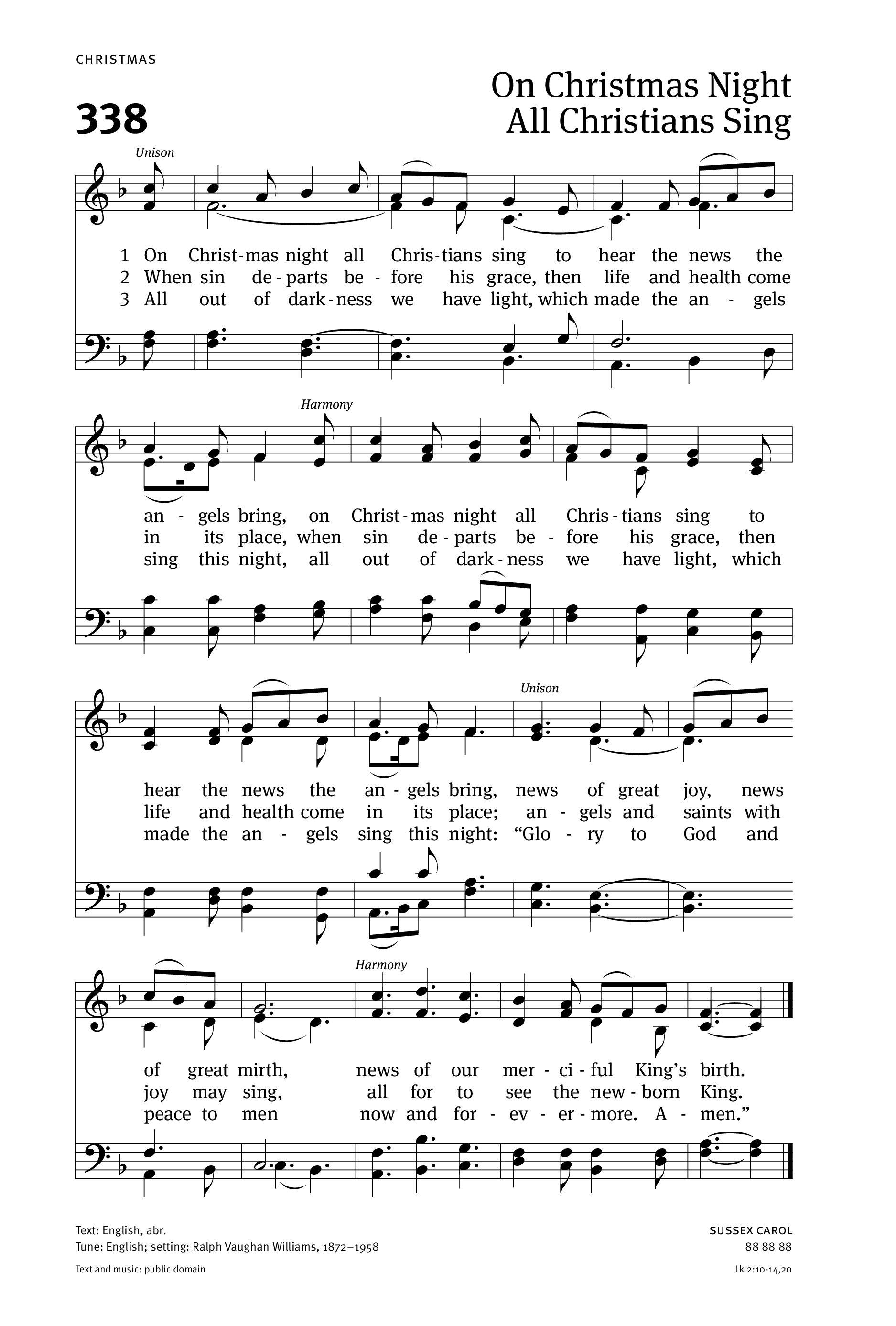 Hymn Sheet for Sussex Carol