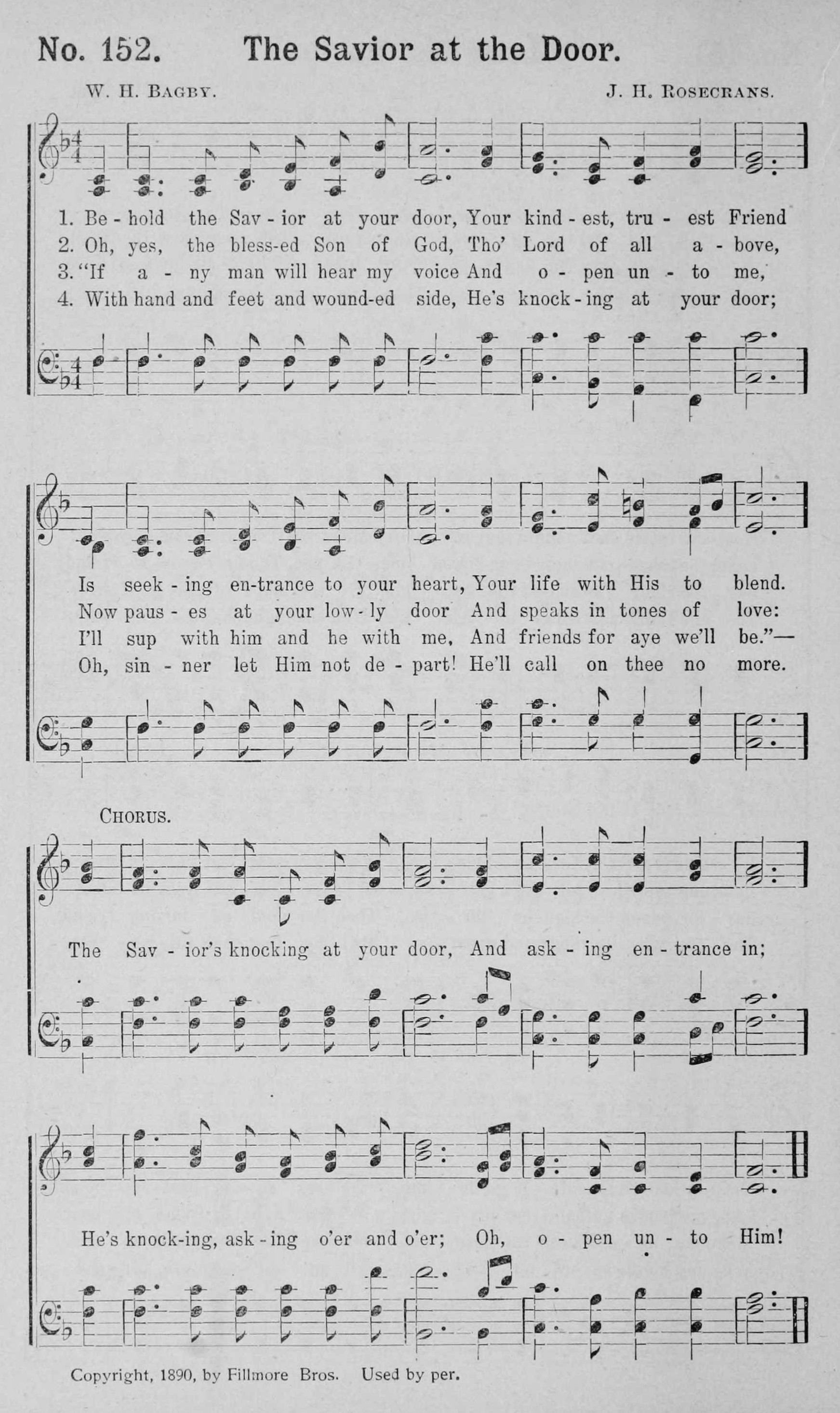 Hymn Sheet for The Saviour at the Door