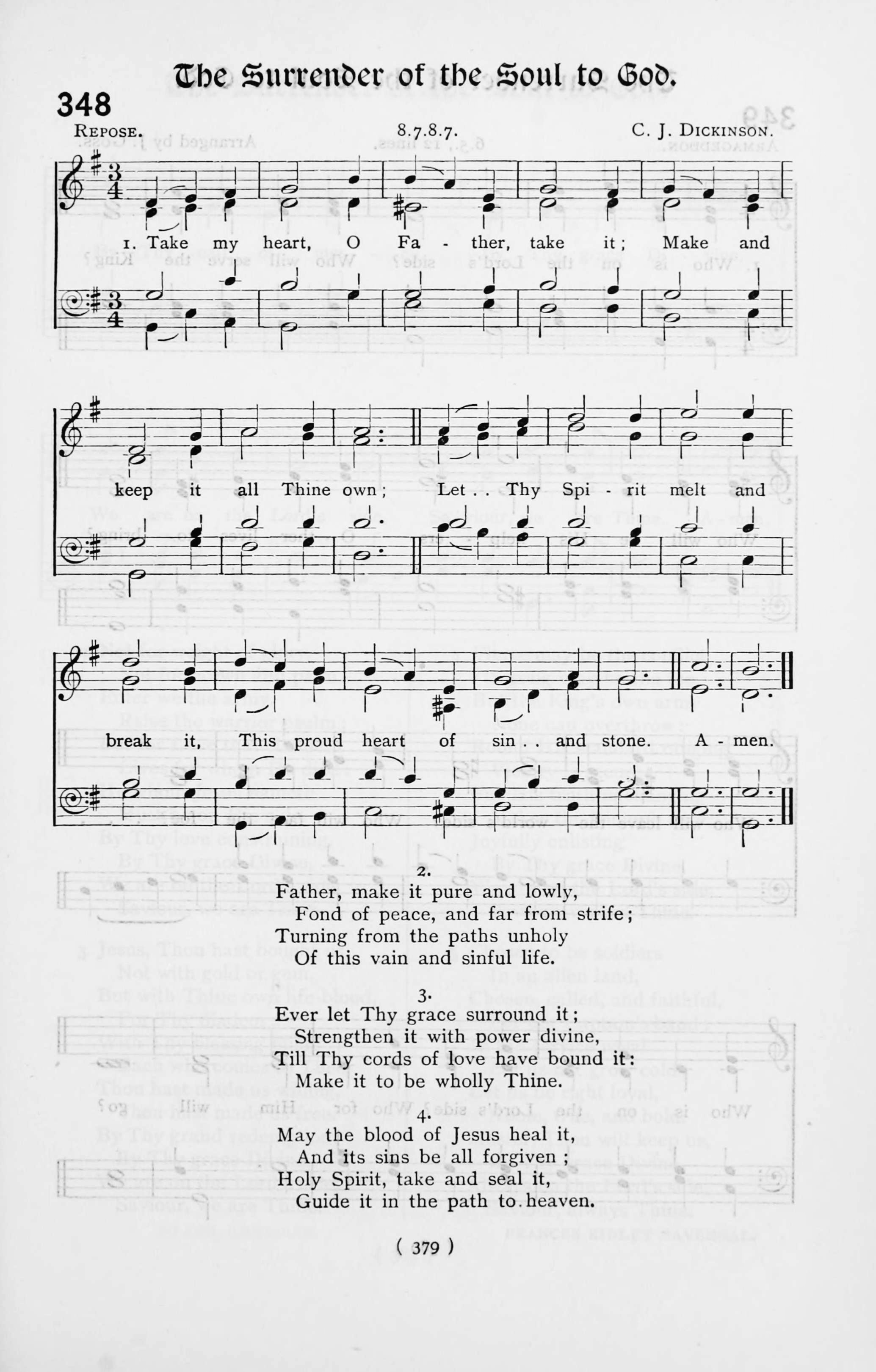 Hymn Sheet for Take My Heart, O Father, Take It