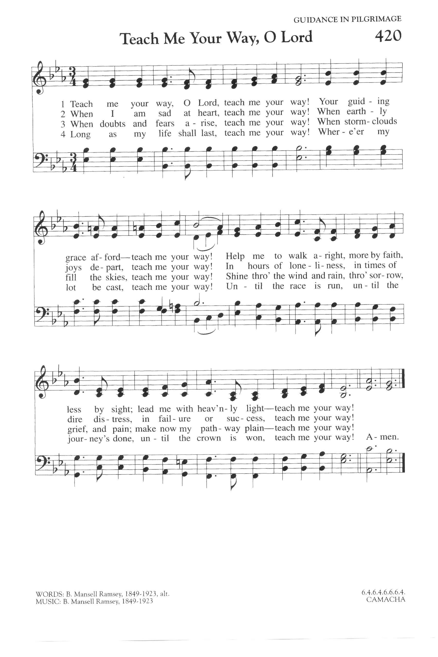 Hymn Sheet for Teach Me Thy Way, O Lord