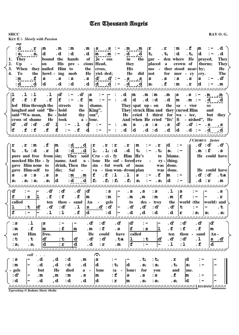 Hymn Sheet for Ten thousand angels