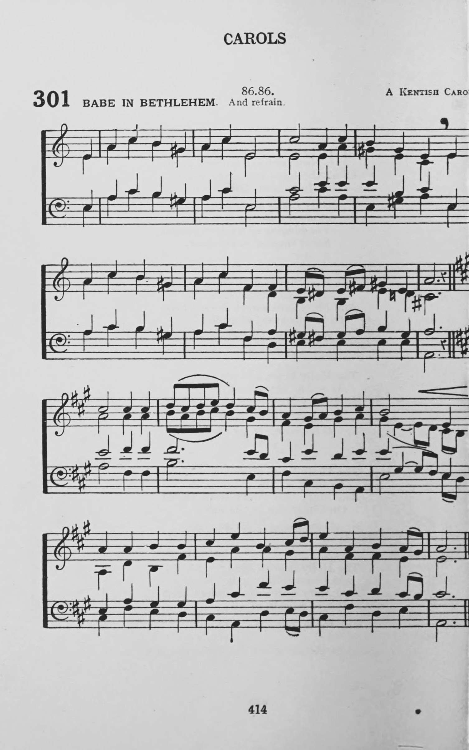 Hymn Sheet for The Babe in Bethlem's Manger